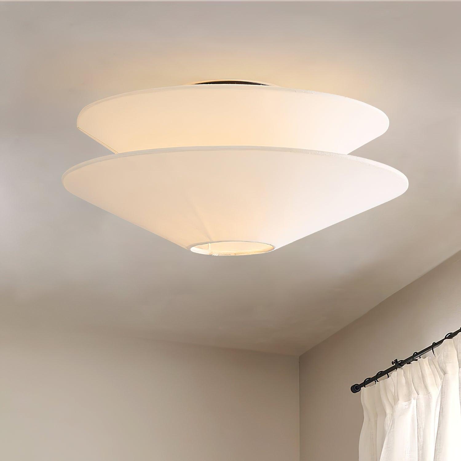 Lina Ceiling Light Double Cone Fabric - Lamp Copper