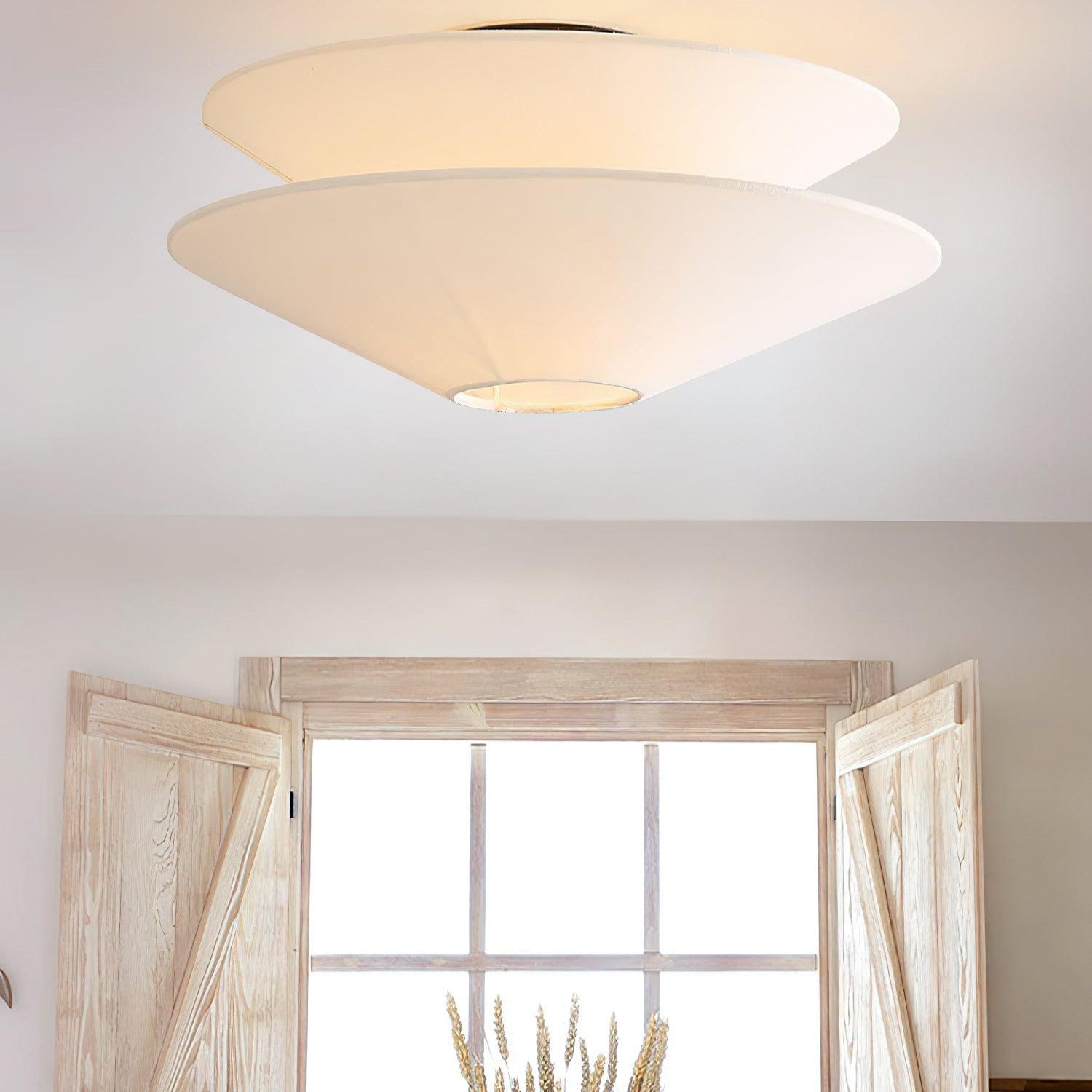 Lina Ceiling Light Double Cone Fabric - Lamp Copper