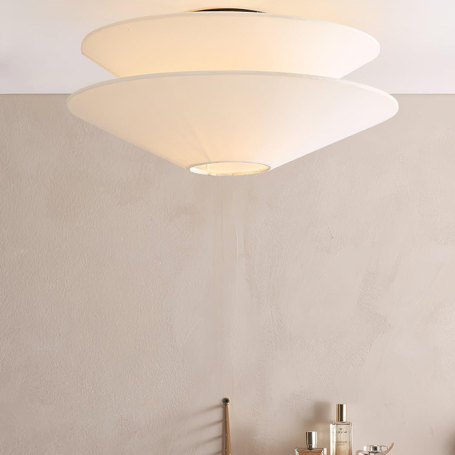 Lina Ceiling Light Double Cone Fabric - Lamp Copper