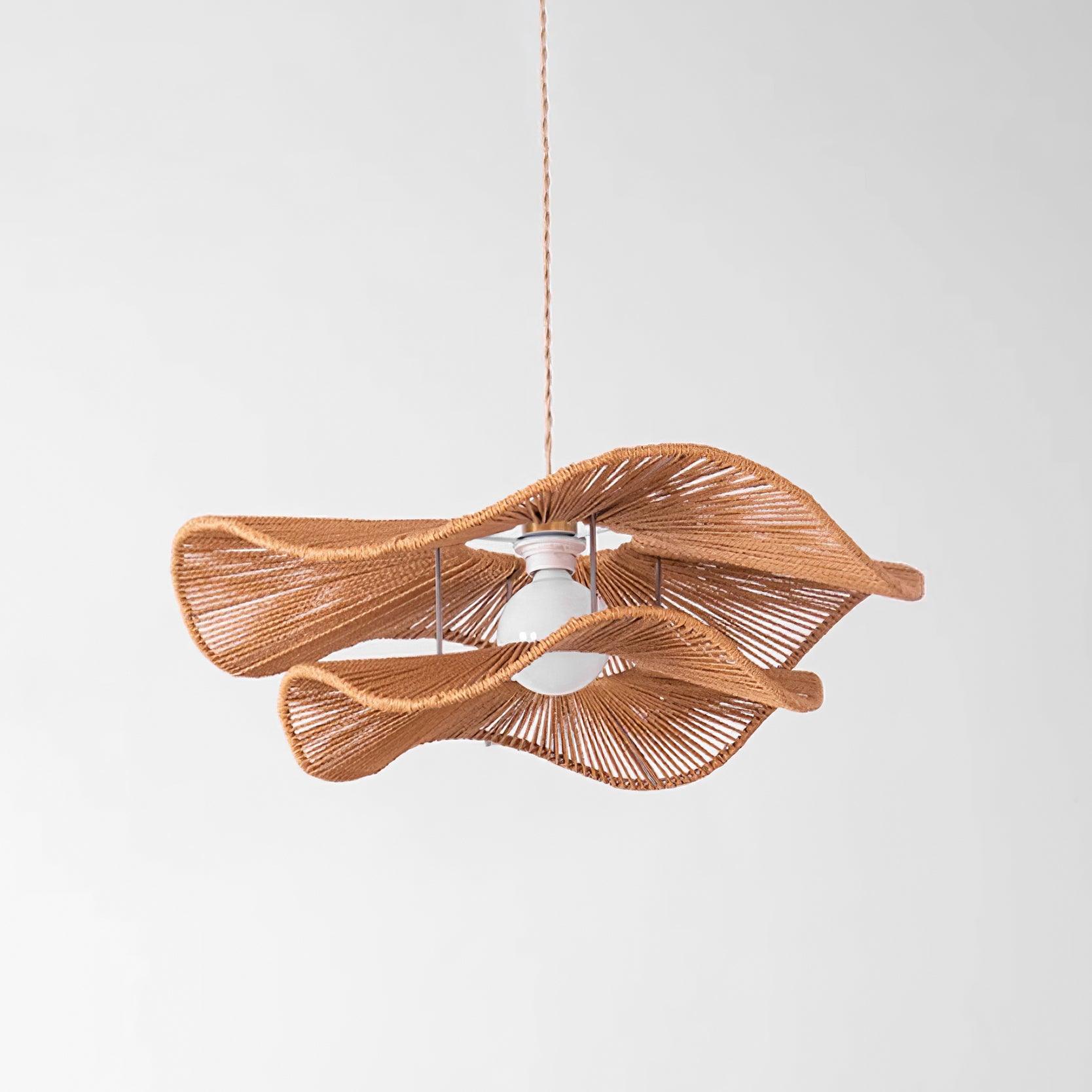 Ondra Wave Rattan Pendant Light - Lamp Copper