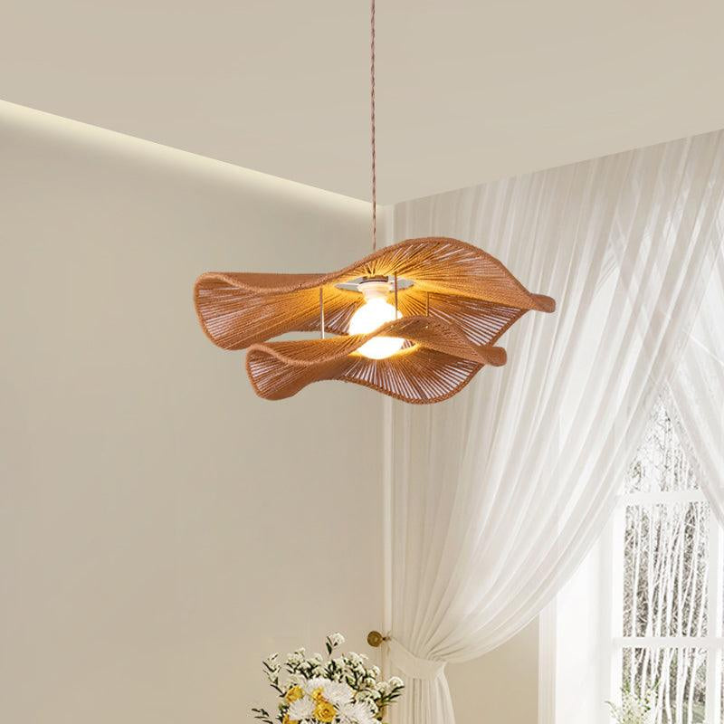 Ondra Wave Rattan Pendant Light - Lamp Copper