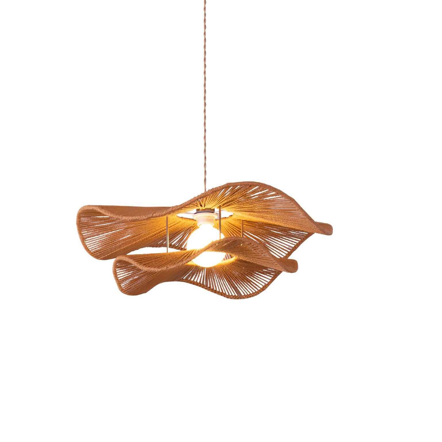 Ondra Wave Rattan Pendant Light - Lamp Copper