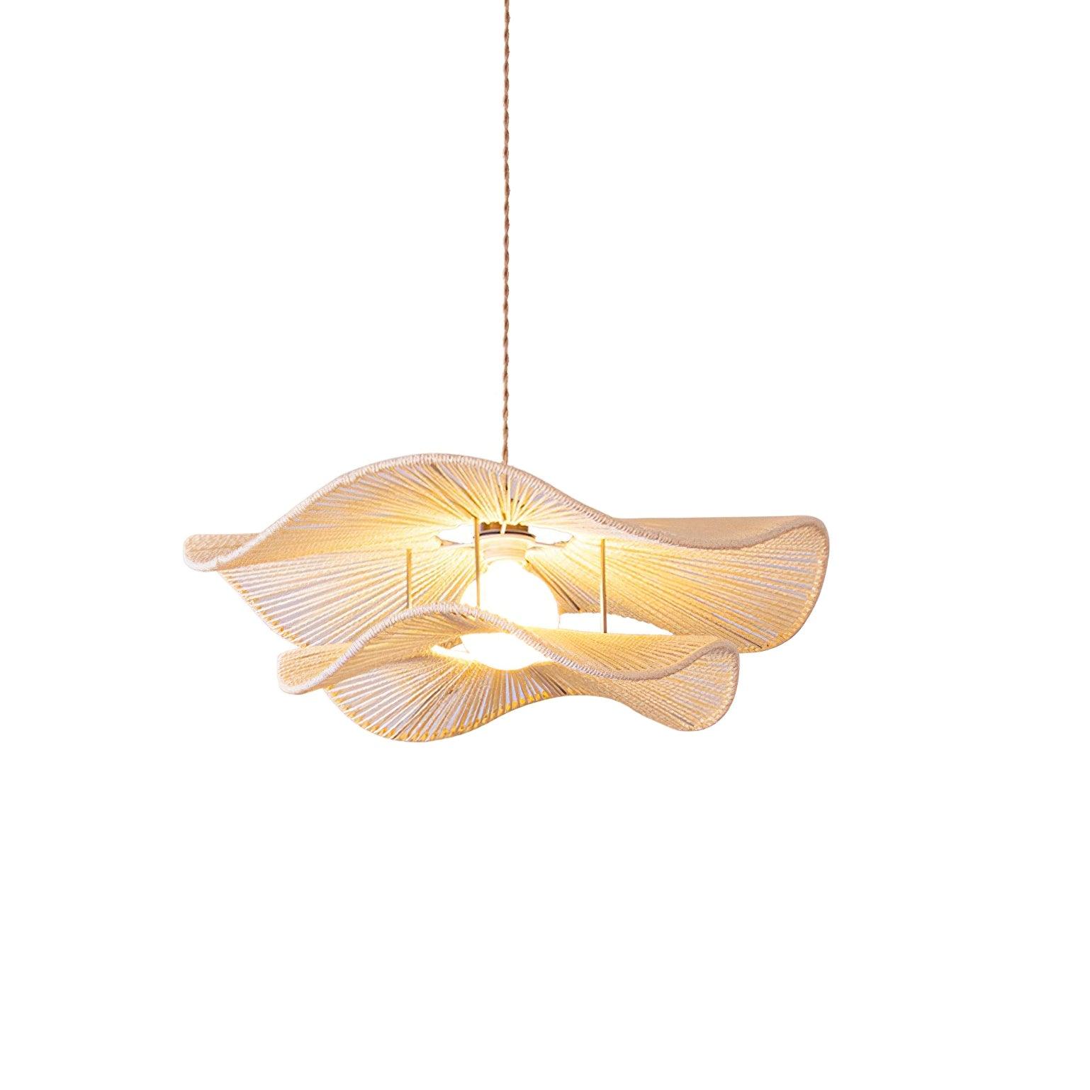 Ondra Wave Rattan Pendant Light - Lamp Copper
