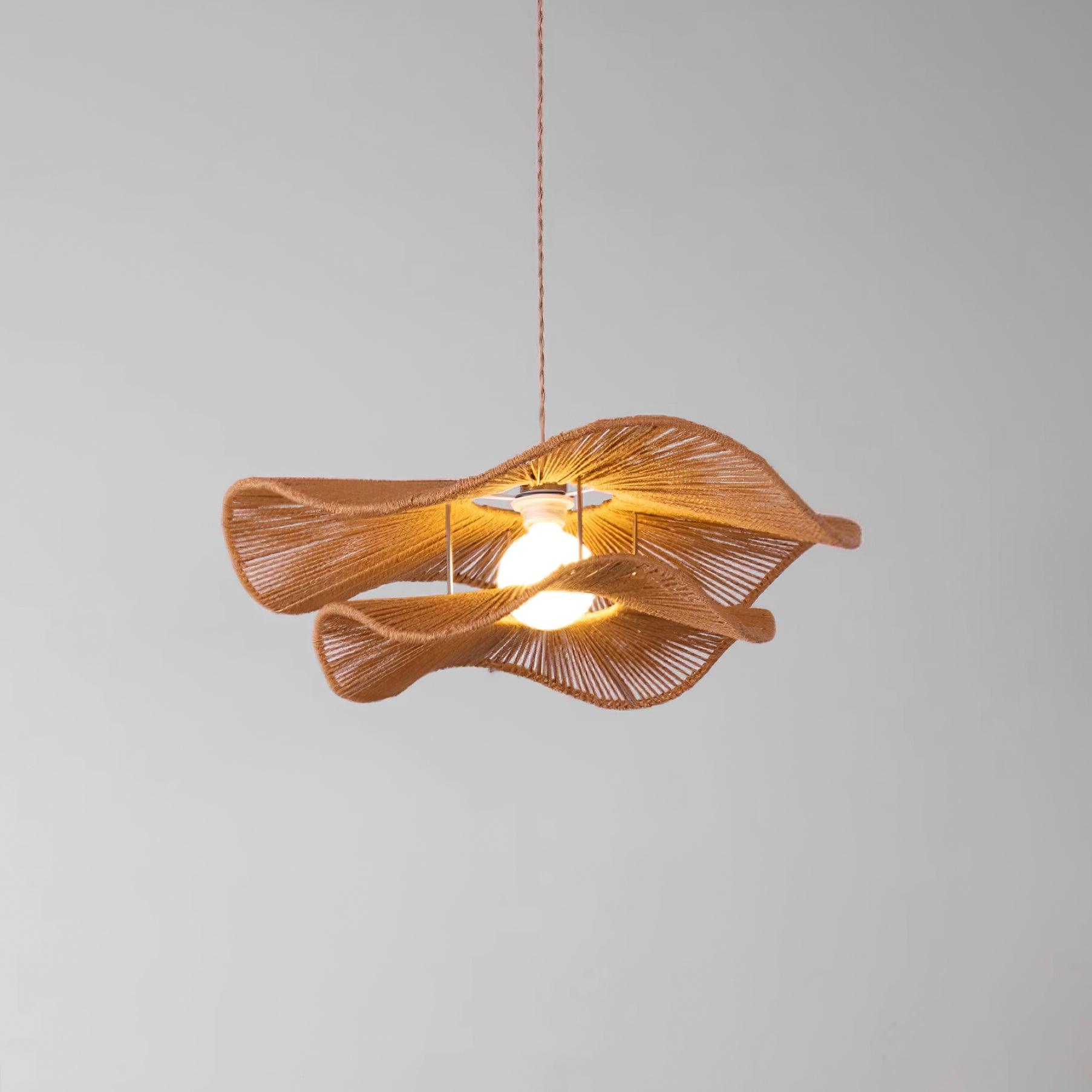 Ondra Wave Rattan Pendant Light - Lamp Copper