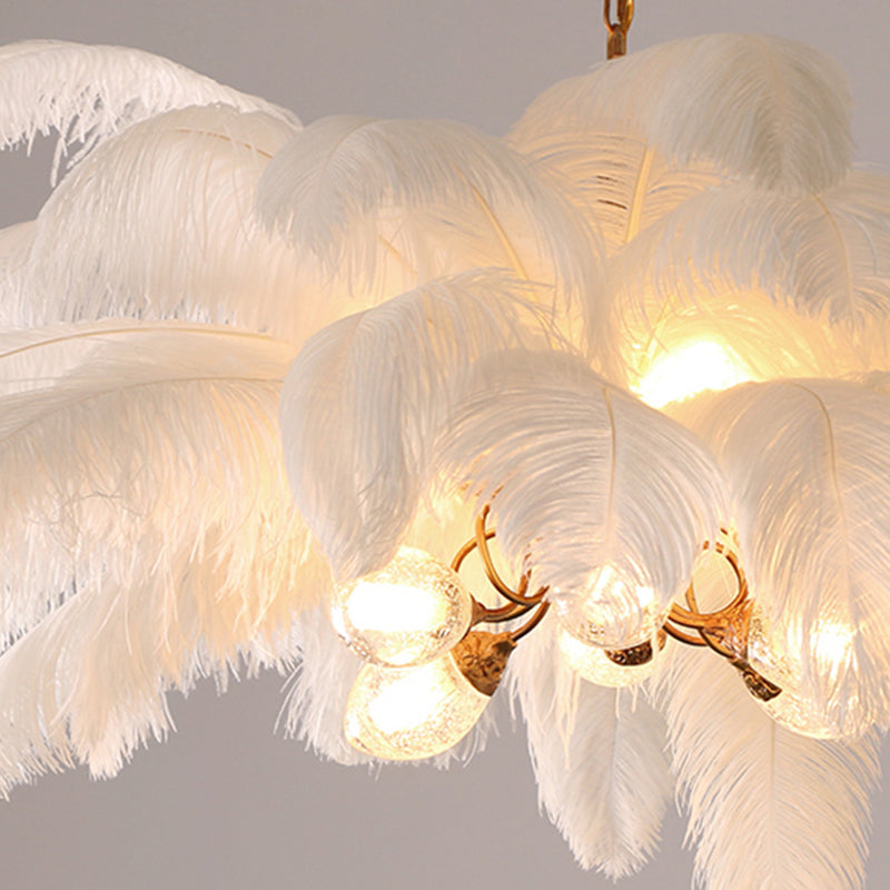O'Moore Nordic Luxury Pendant Light, Brass/Feather - Lamp Copper