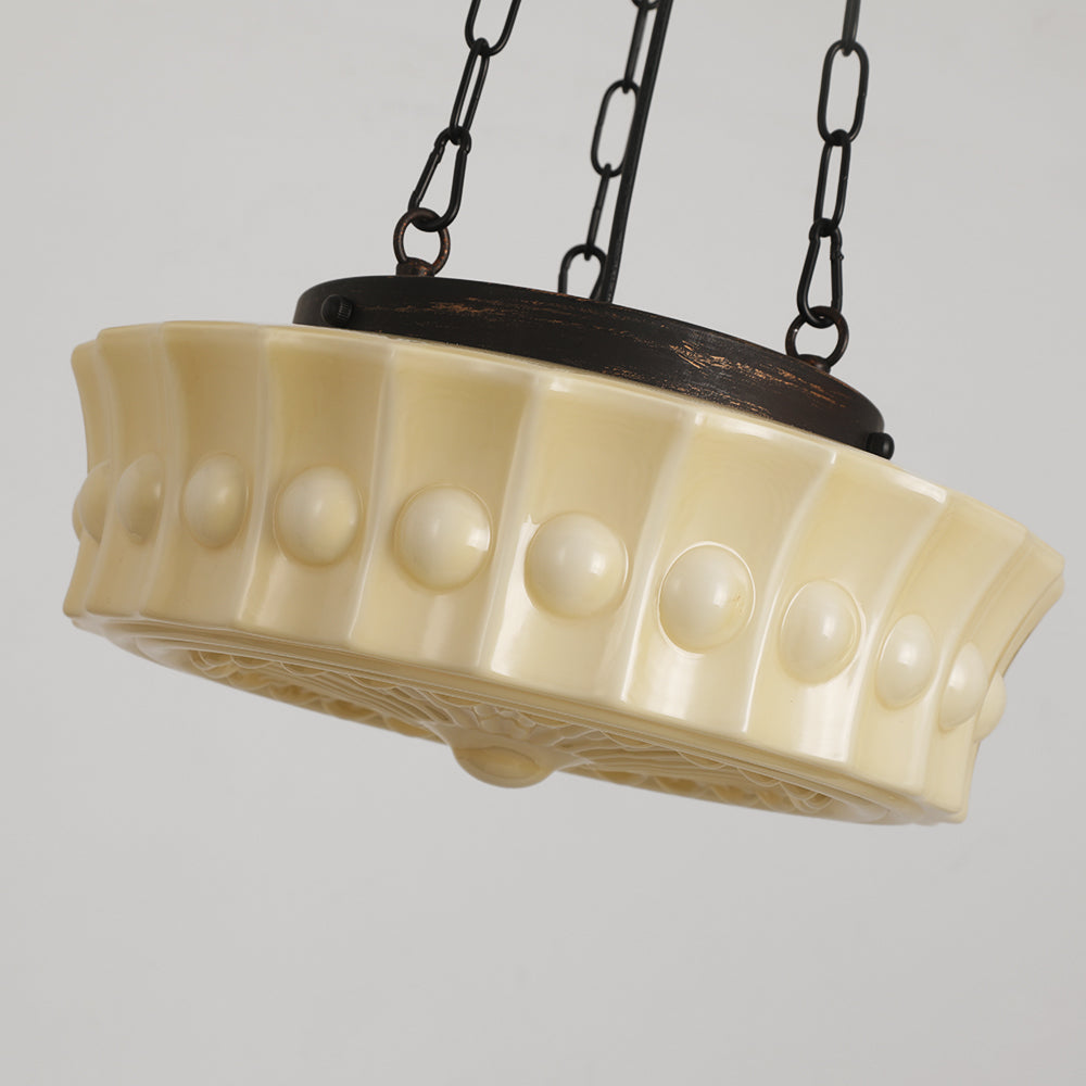 Valentina Vintage French Country Dome Pendant Light, White/Beige - Lamp Copper