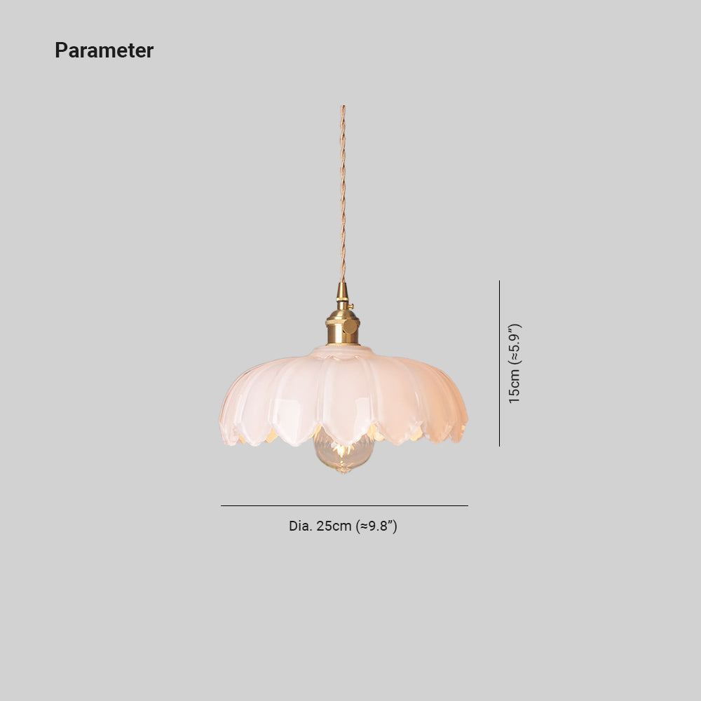 Valentina Retro LED Pendant Light Colourful Glass/Metal Flower Dining Room - Lamp Copper
