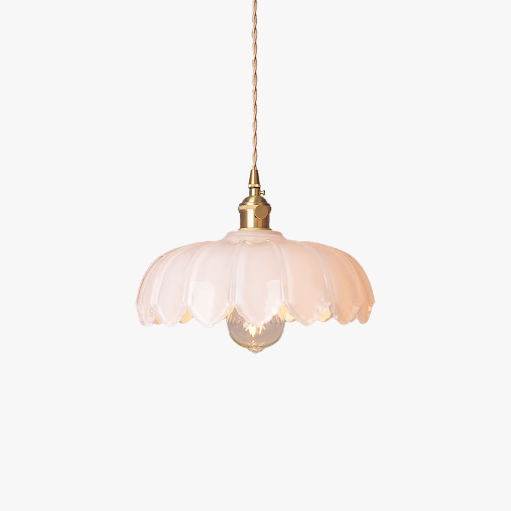 Valentina Retro LED Pendant Light Colourful Glass/Metal Flower Dining Room - Lamp Copper