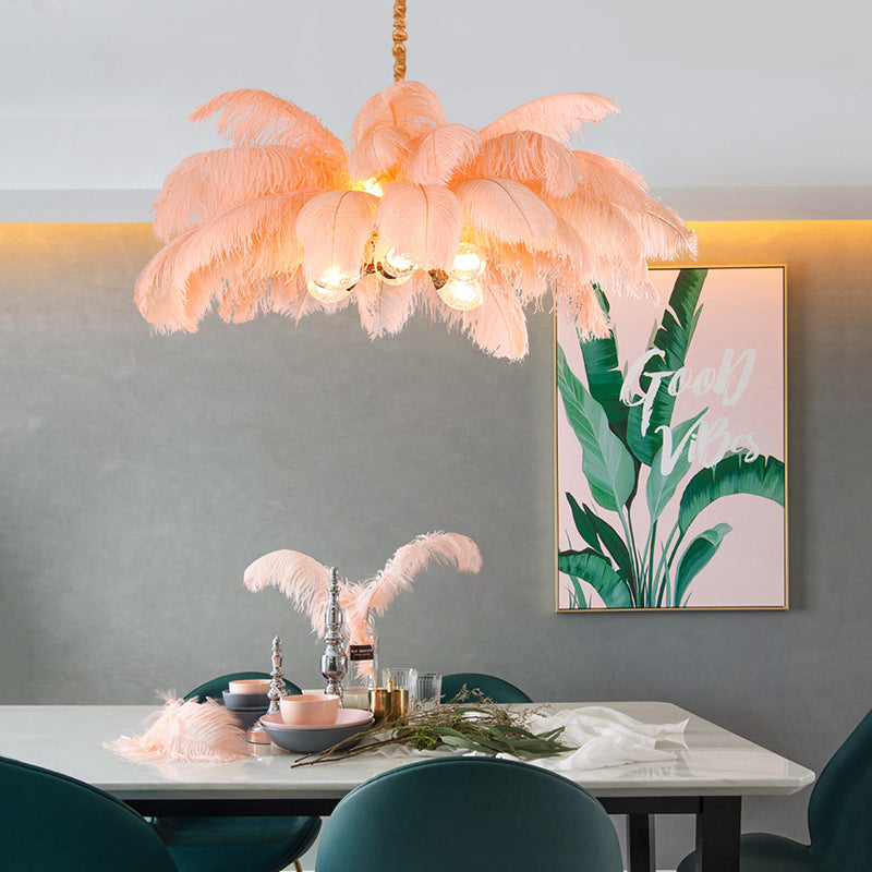 O'Moore Nordic Luxury Pendant Light, Brass/Feather - Lamp Copper