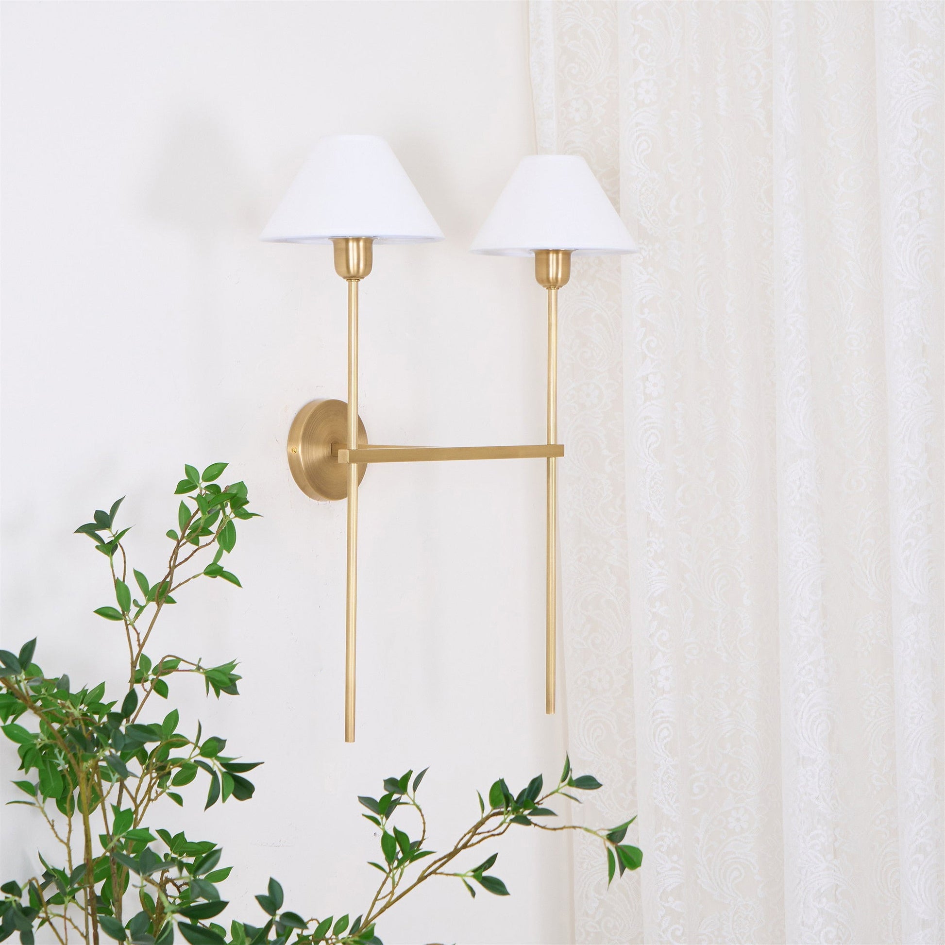 Zosilara Vintage Industrial Brass Fabric Sconce Wall Lamp - Lamp Copper