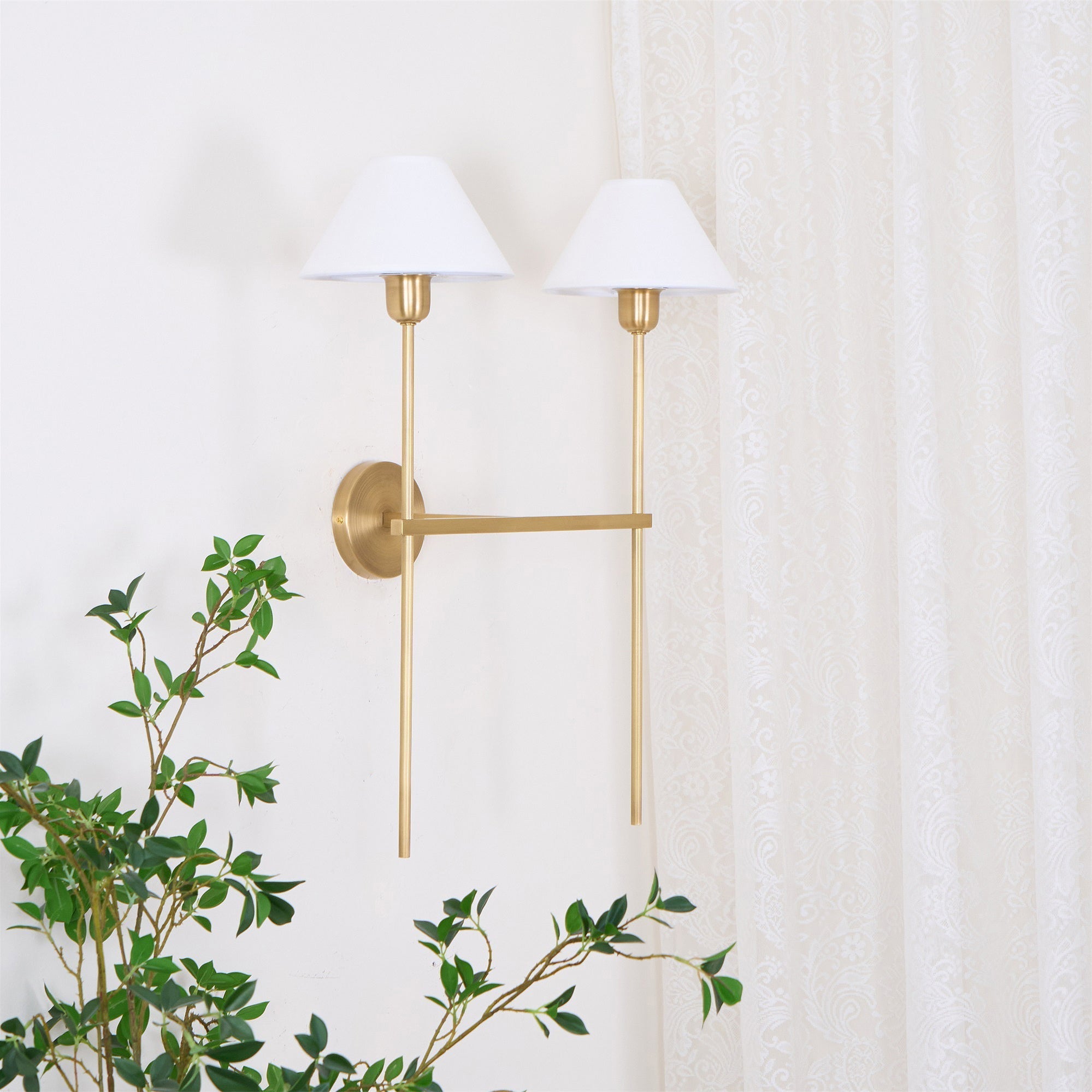 Zosilara Vintage Industrial Brass Fabric Sconce Wall Lamp - Lamp Copper