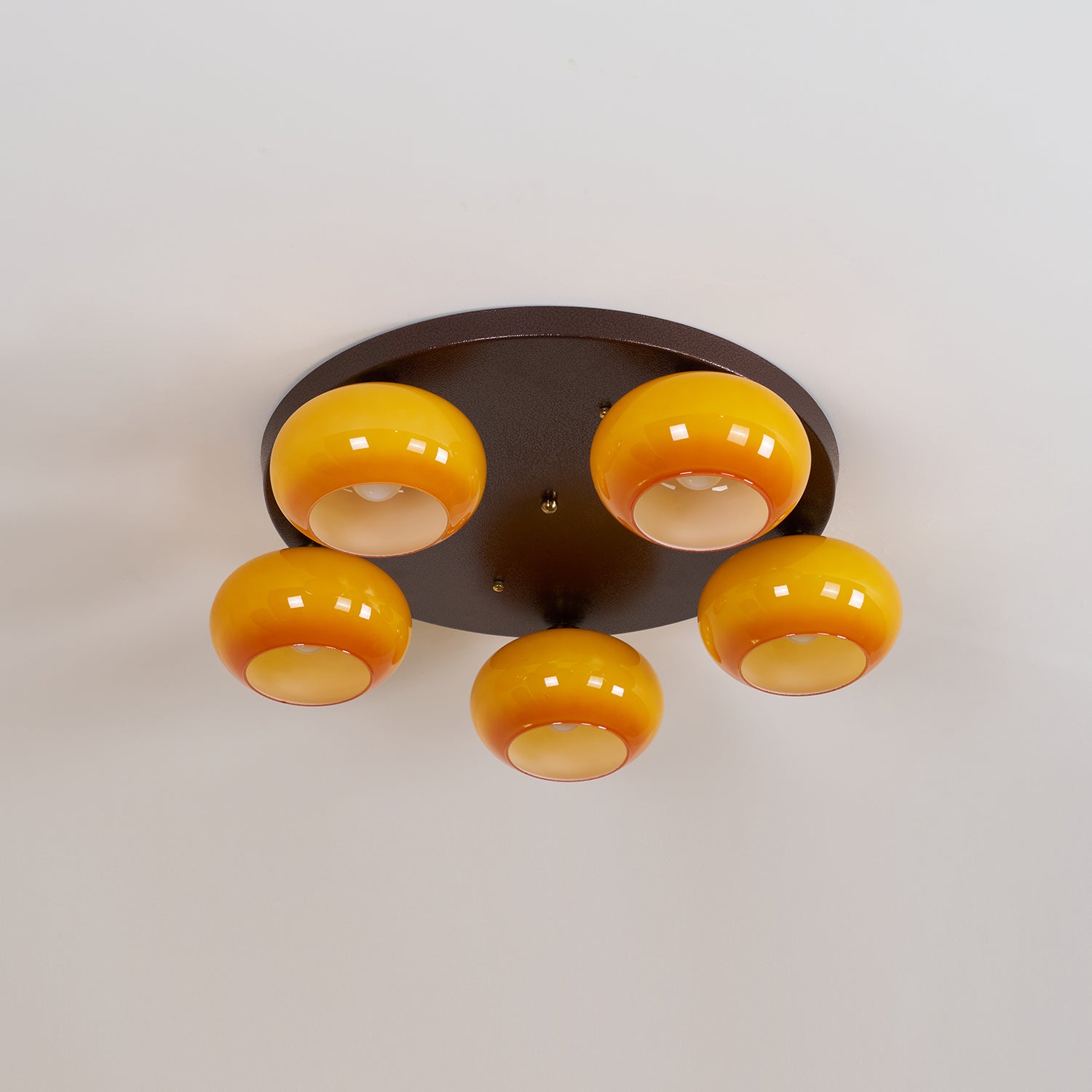Aurevo 5-Light Amber Glass Flush Mount Ceiling Light - Lamp Copper