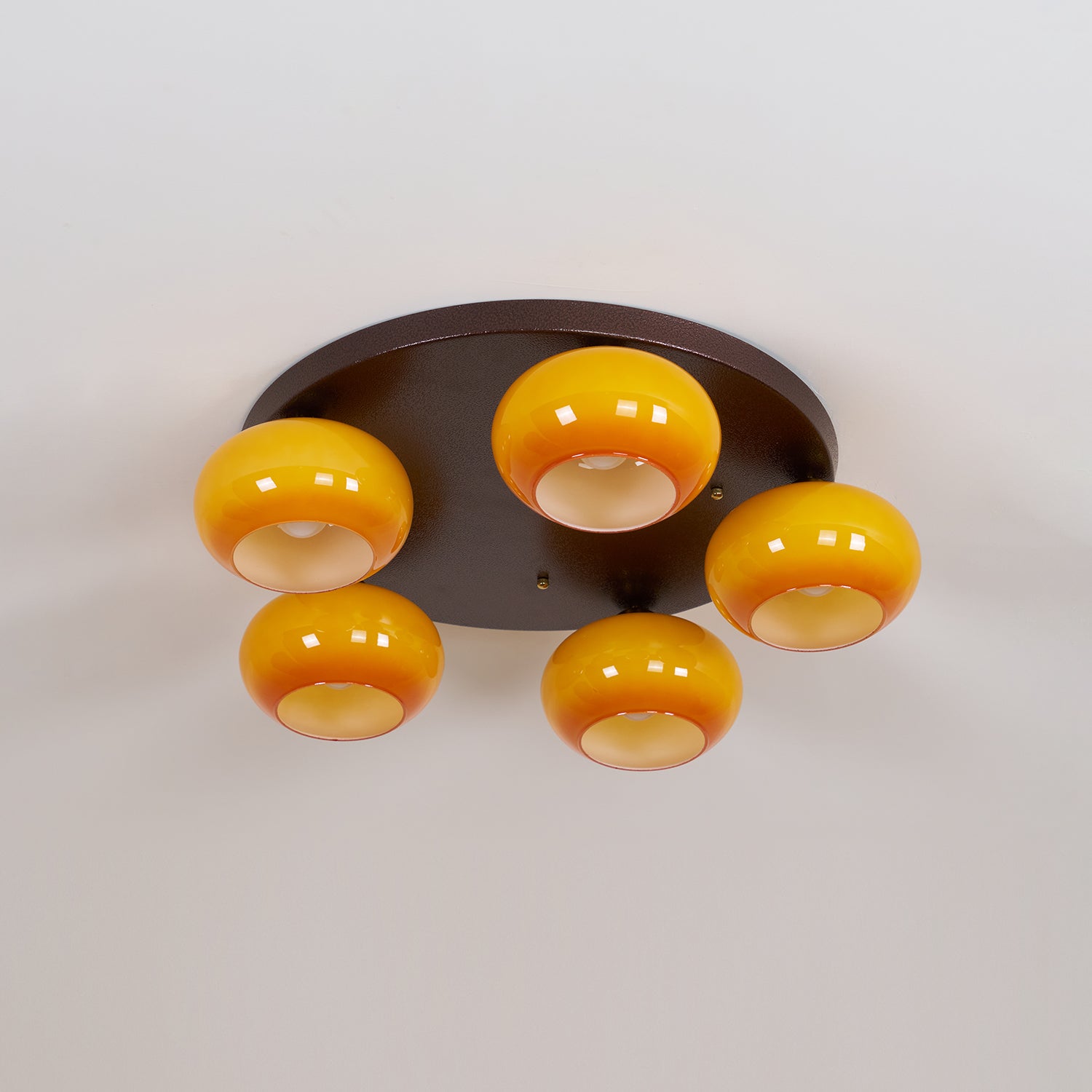 Aurevo 5-Light Amber Glass Flush Mount Ceiling Light - Lamp Copper