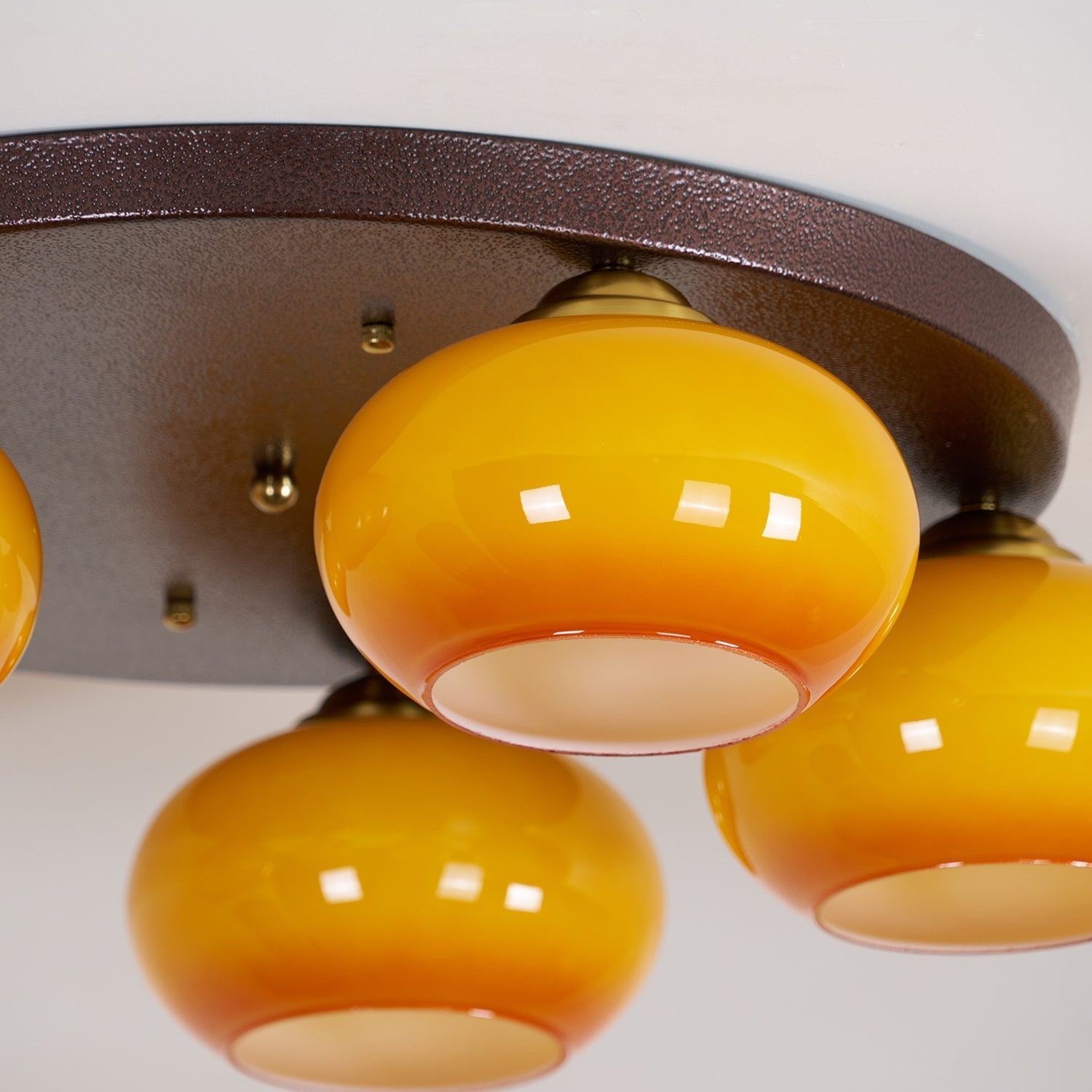 Aurevo 5-Light Amber Glass Flush Mount Ceiling Light - Lamp Copper