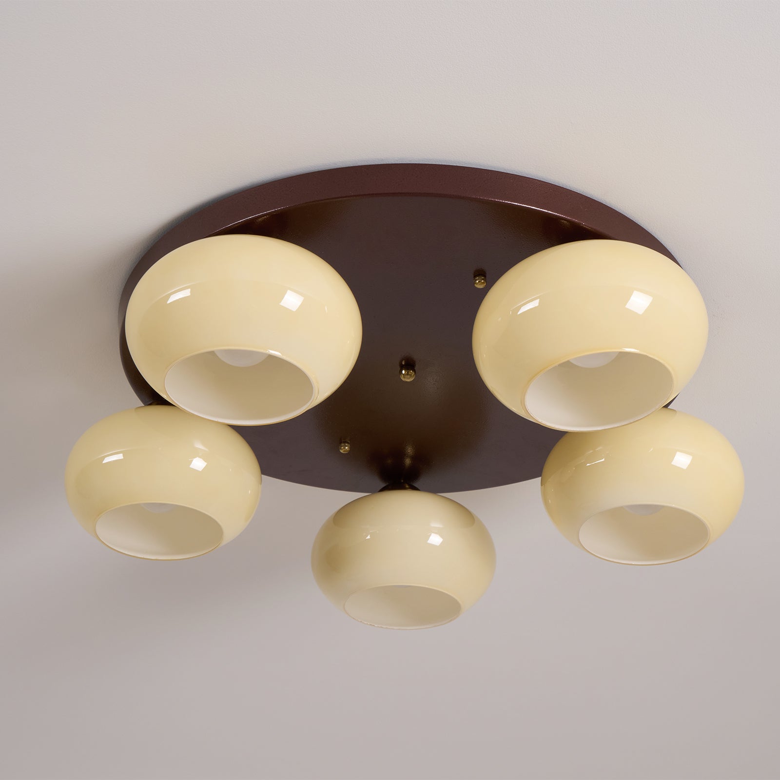 Aurevo 5-Light Amber Glass Flush Mount Ceiling Light - Lamp Copper