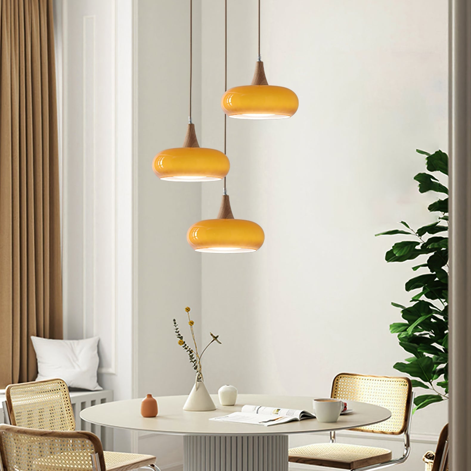 Charlotte Pendant Light Wood - Lamp Copper