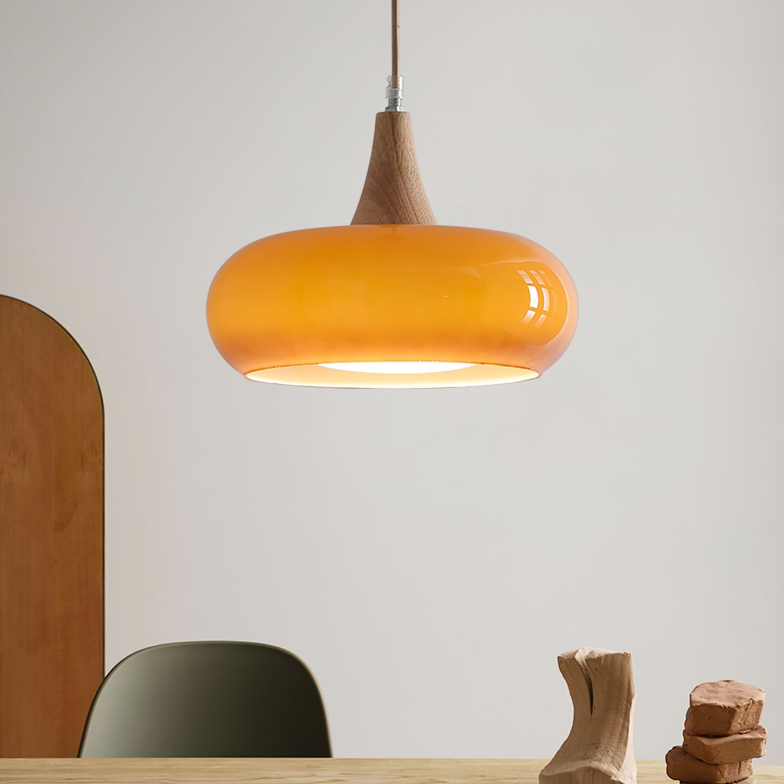 Charlotte Pendant Light Wood - Lamp Copper