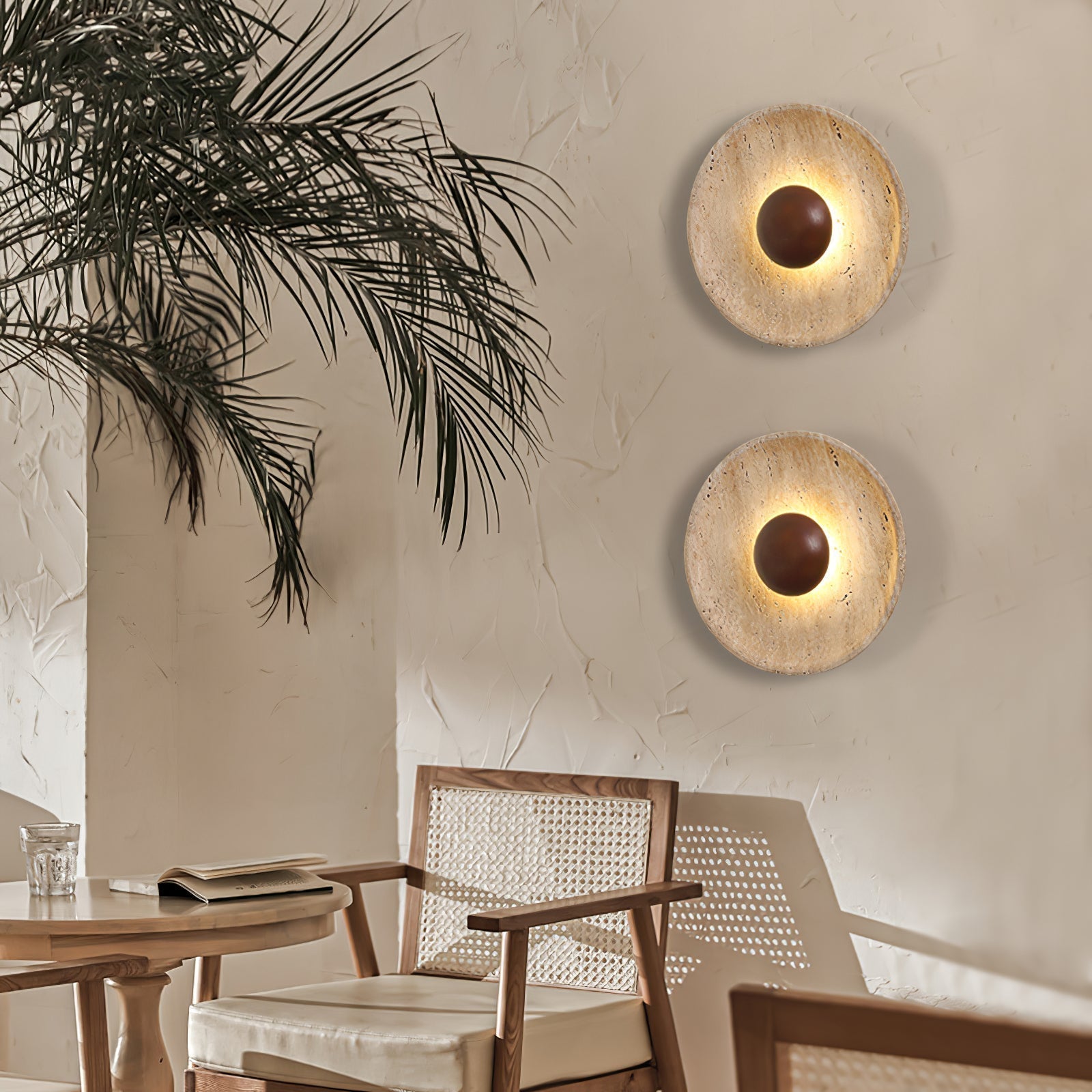 Aveny Sun Travertine Wall Lamp - Lamp Copper