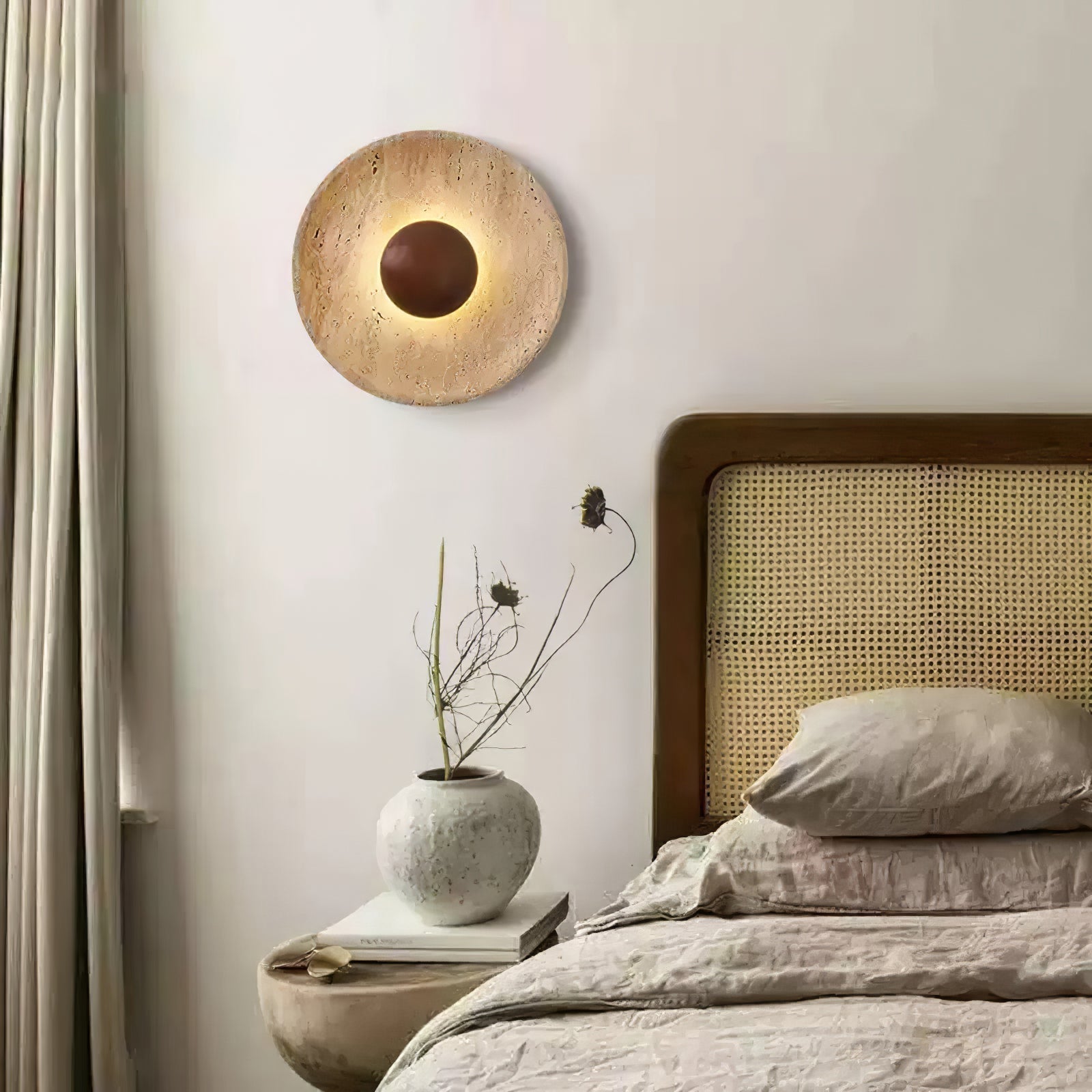 Aveny Sun Travertine Wall Lamp - Lamp Copper