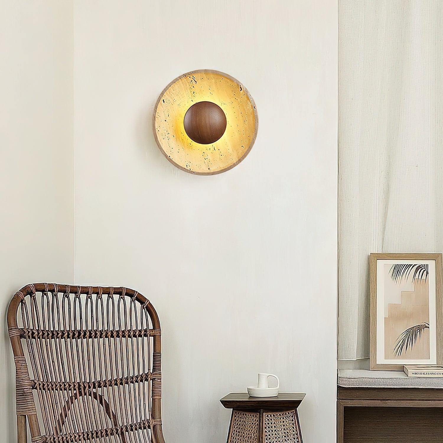 Aveny Sun Travertine Wall Lamp - Lamp Copper
