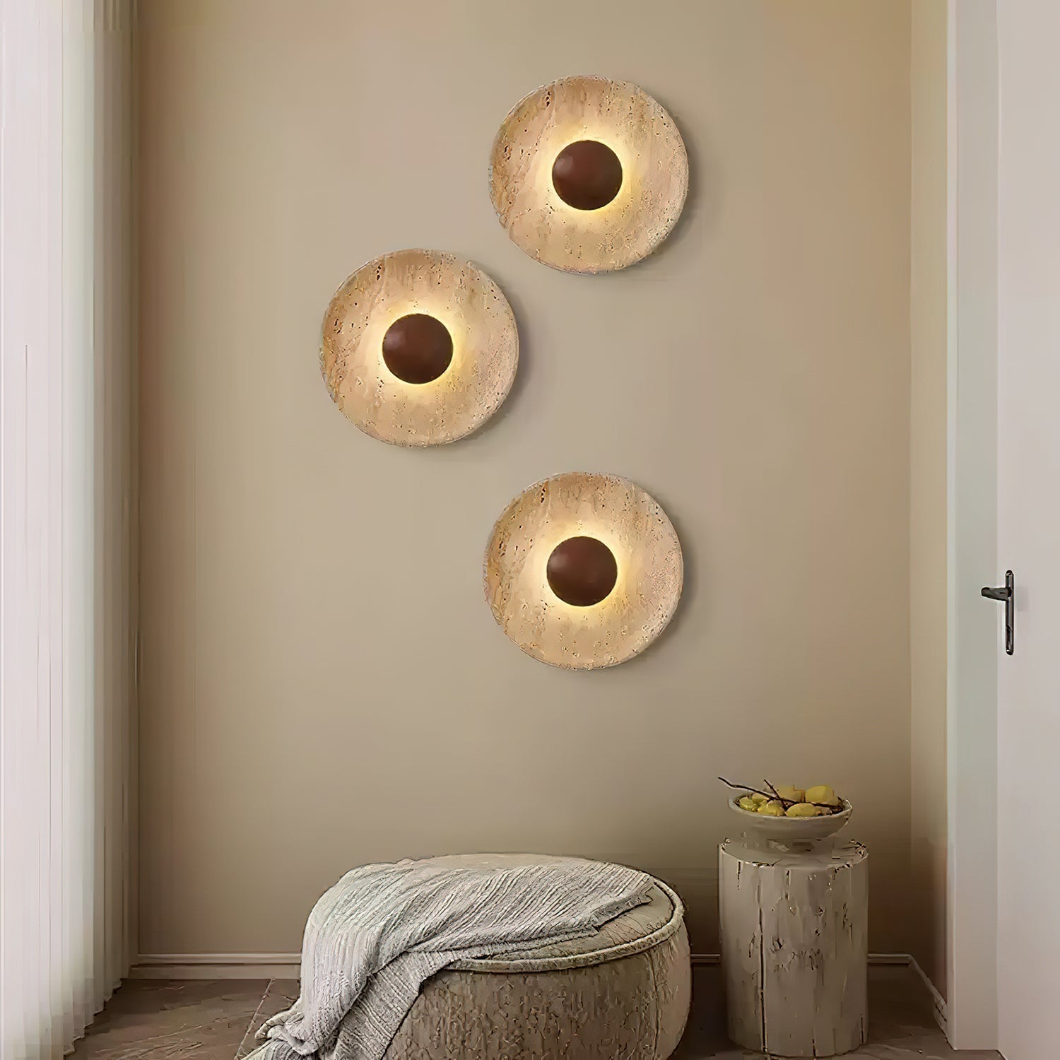 Aveny Sun Travertine Wall Lamp - Lamp Copper