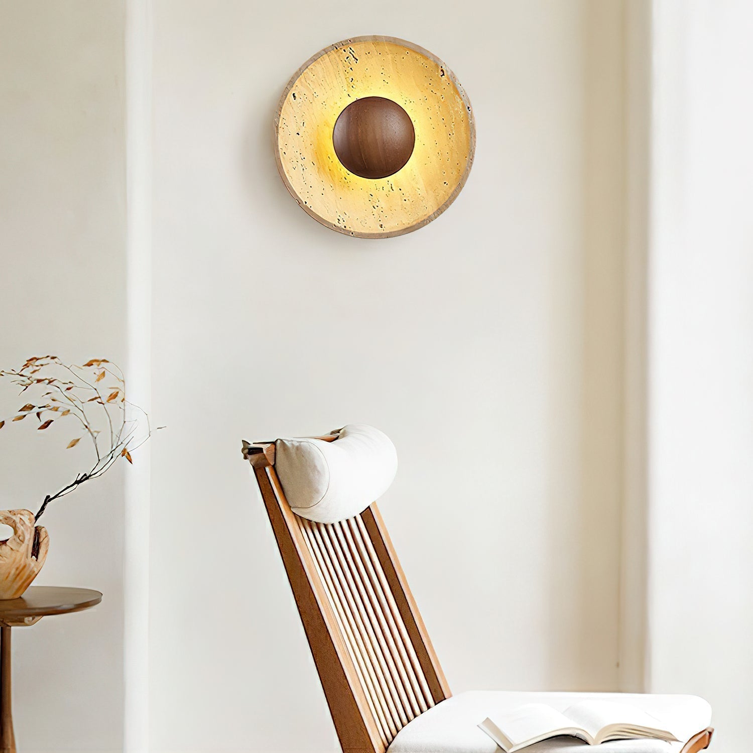 Aveny Sun Travertine Wall Lamp - Lamp Copper