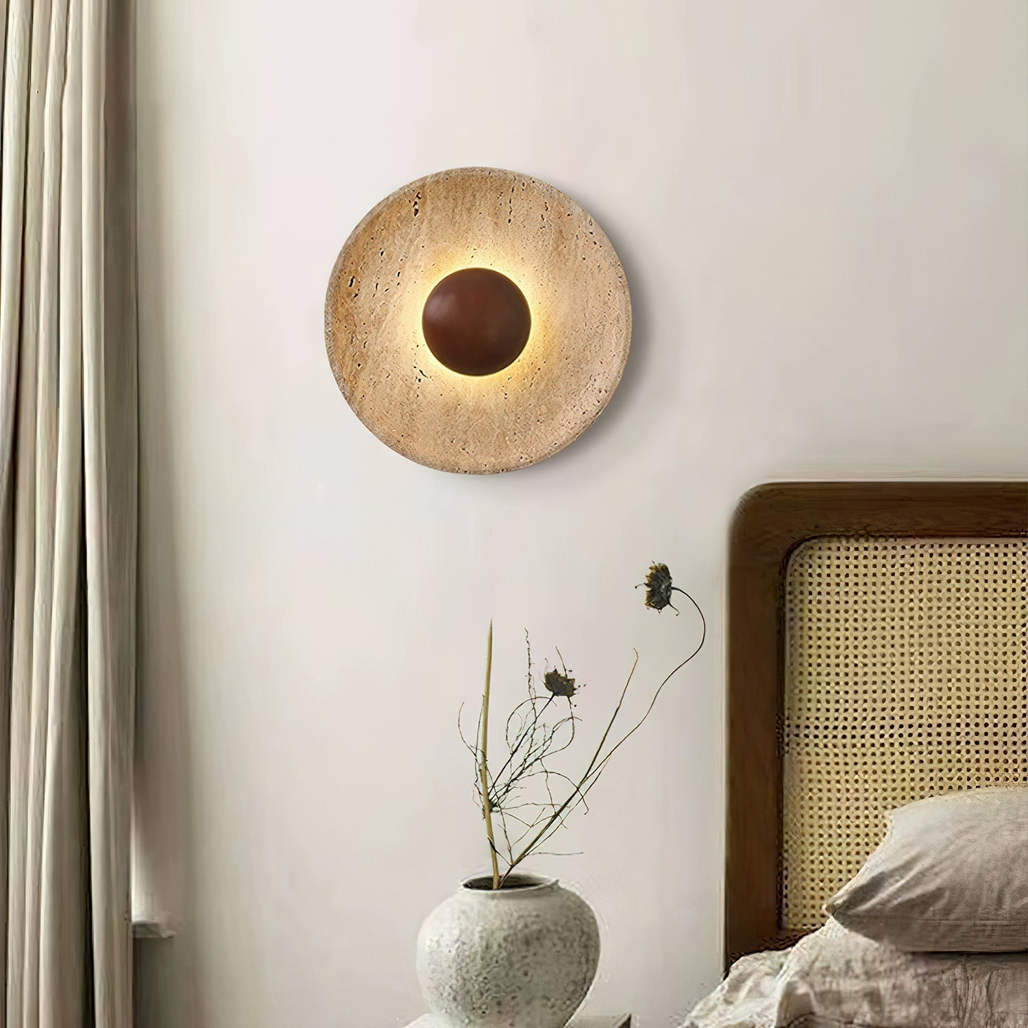 Aveny Sun Travertine Wall Lamp - Lamp Copper