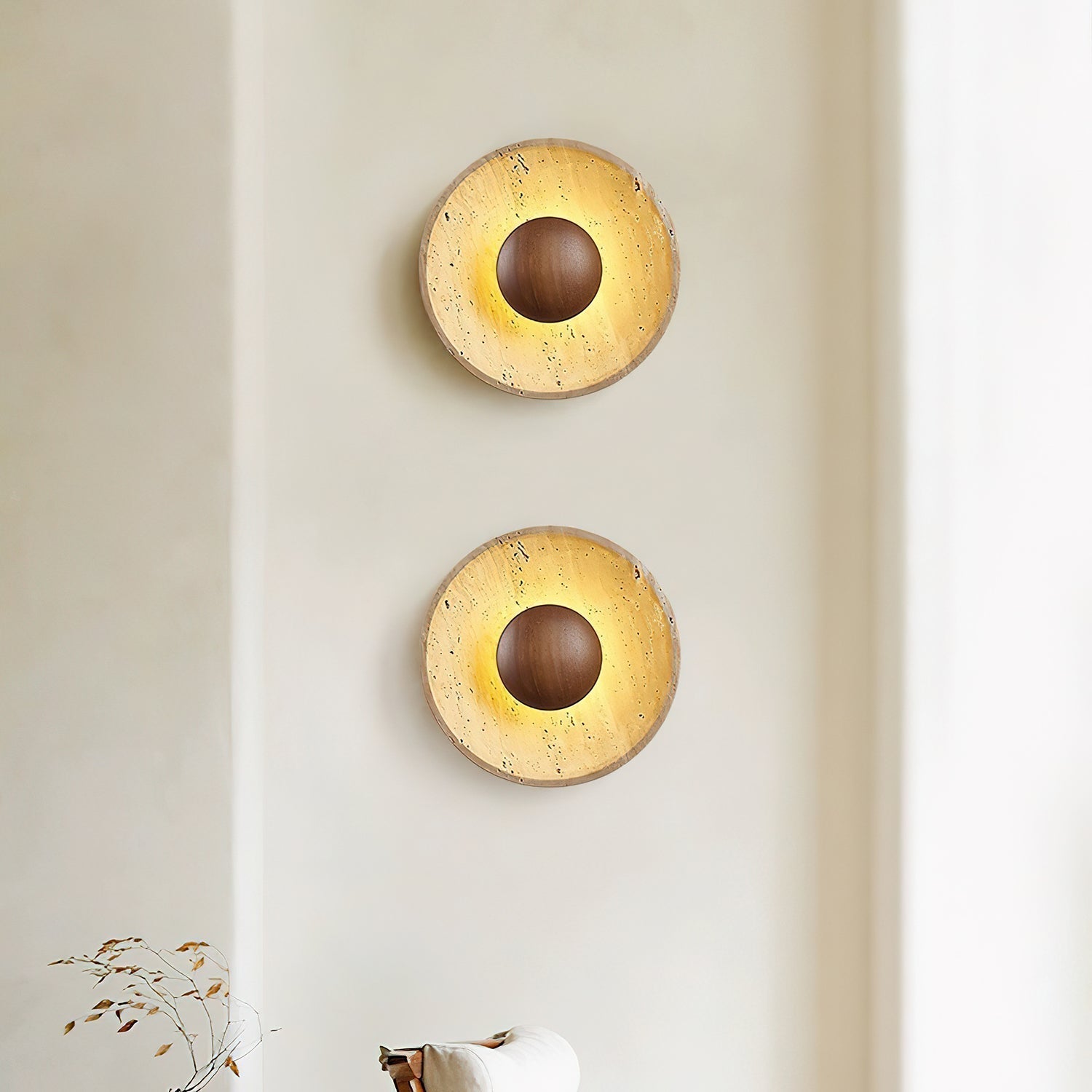 Aveny Sun Travertine Wall Lamp - Lamp Copper