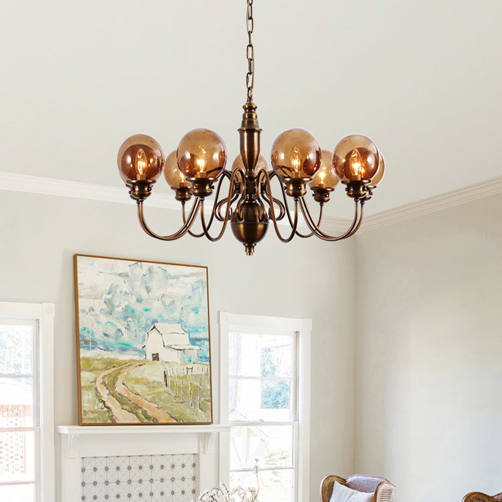 Ciphaen Postmodern Luxury Brass Glass Chandelier - Lamp Copper