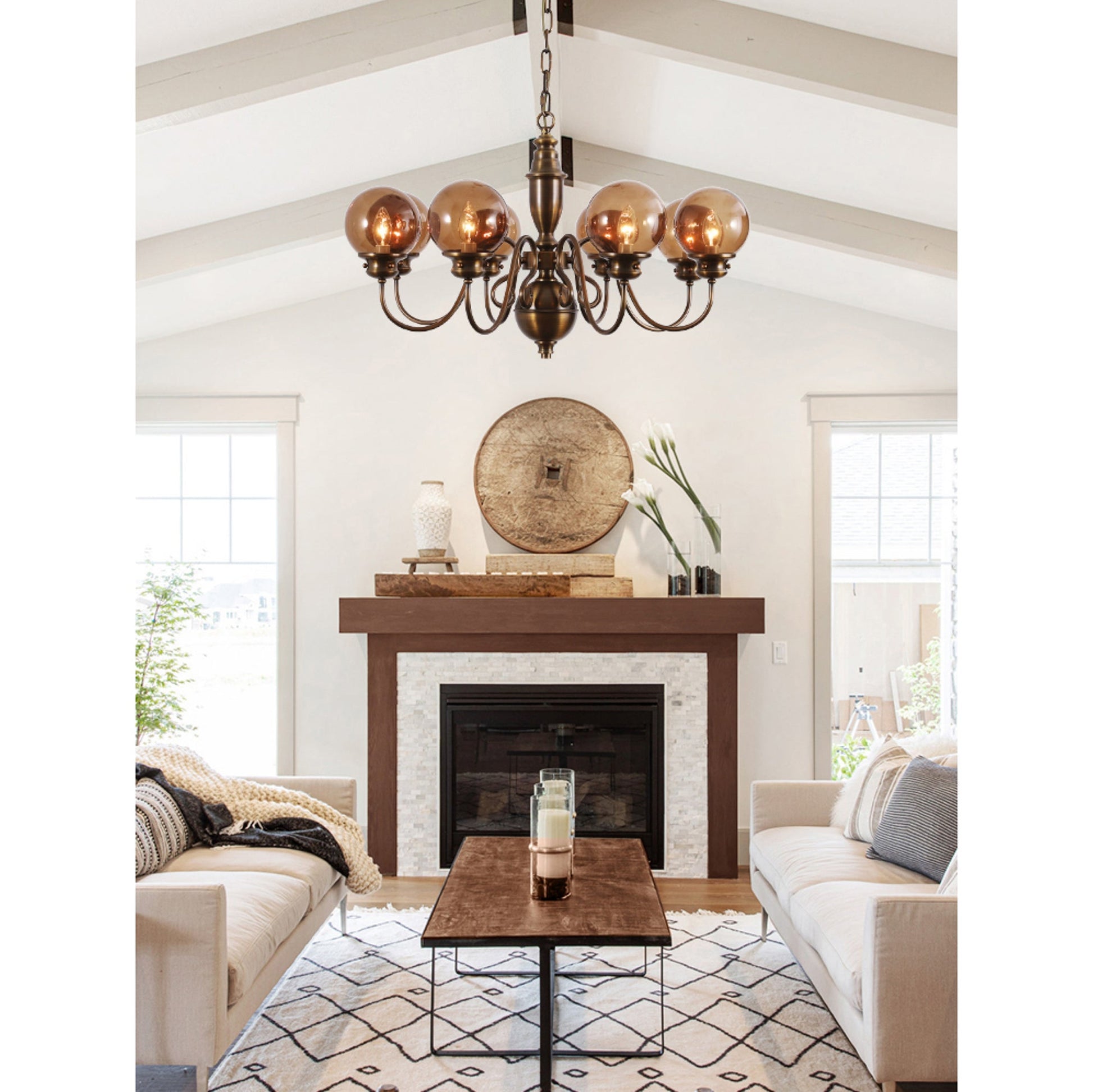 Ciphaen Postmodern Luxury Brass Glass Chandelier - Lamp Copper