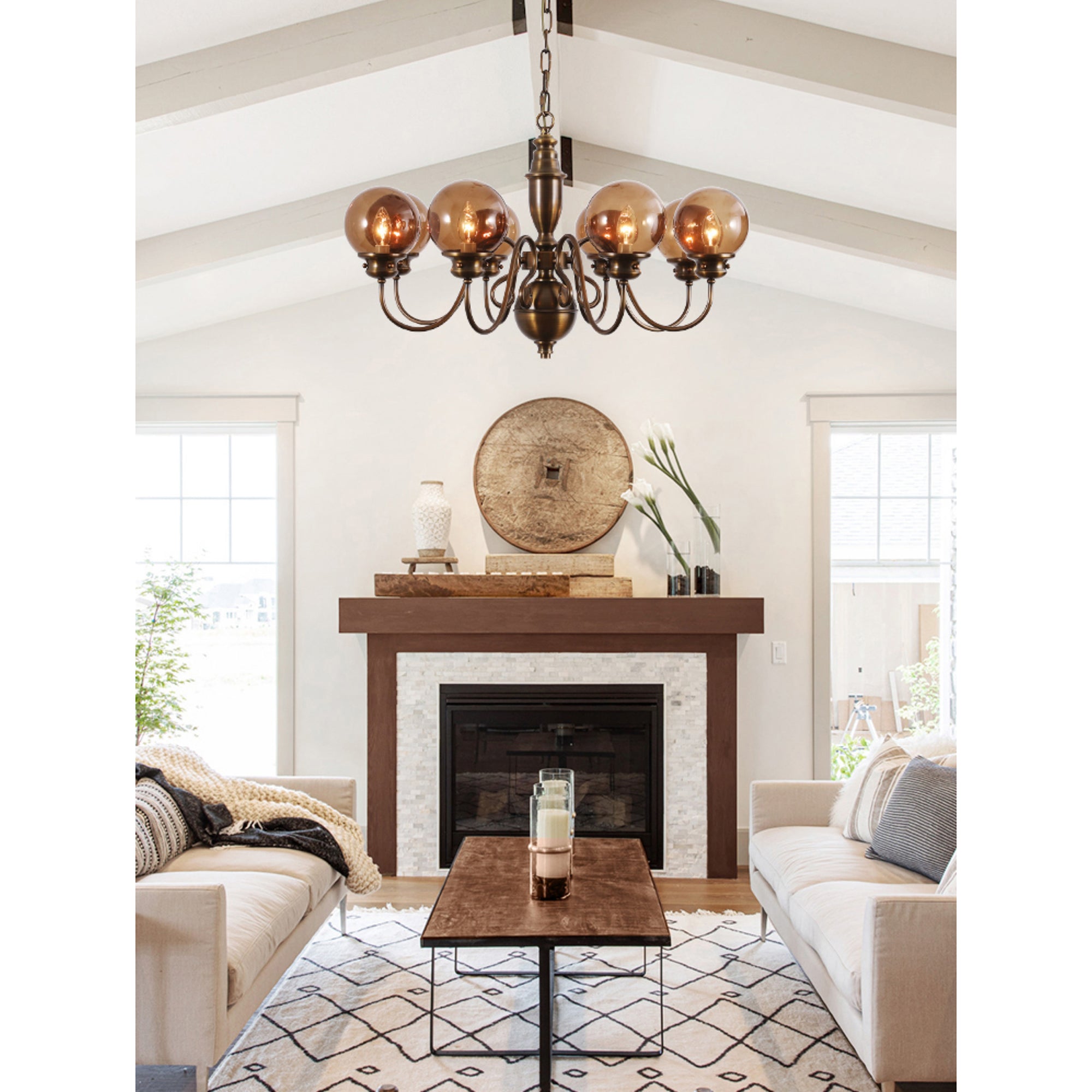 Ciphaen Postmodern Luxury Brass Glass Chandelier - Lamp Copper