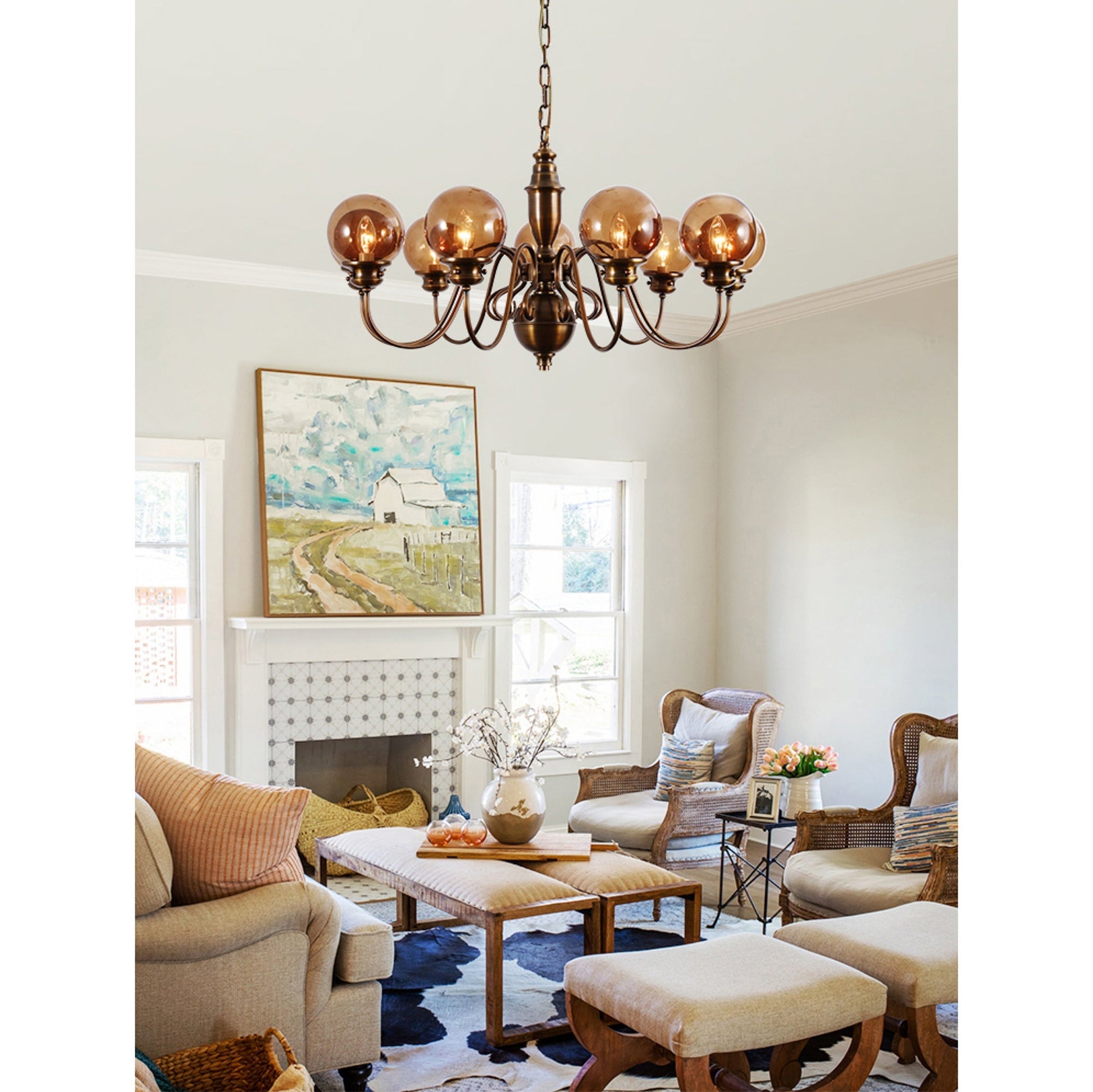 Ciphaen Postmodern Luxury Brass Glass Chandelier - Lamp Copper