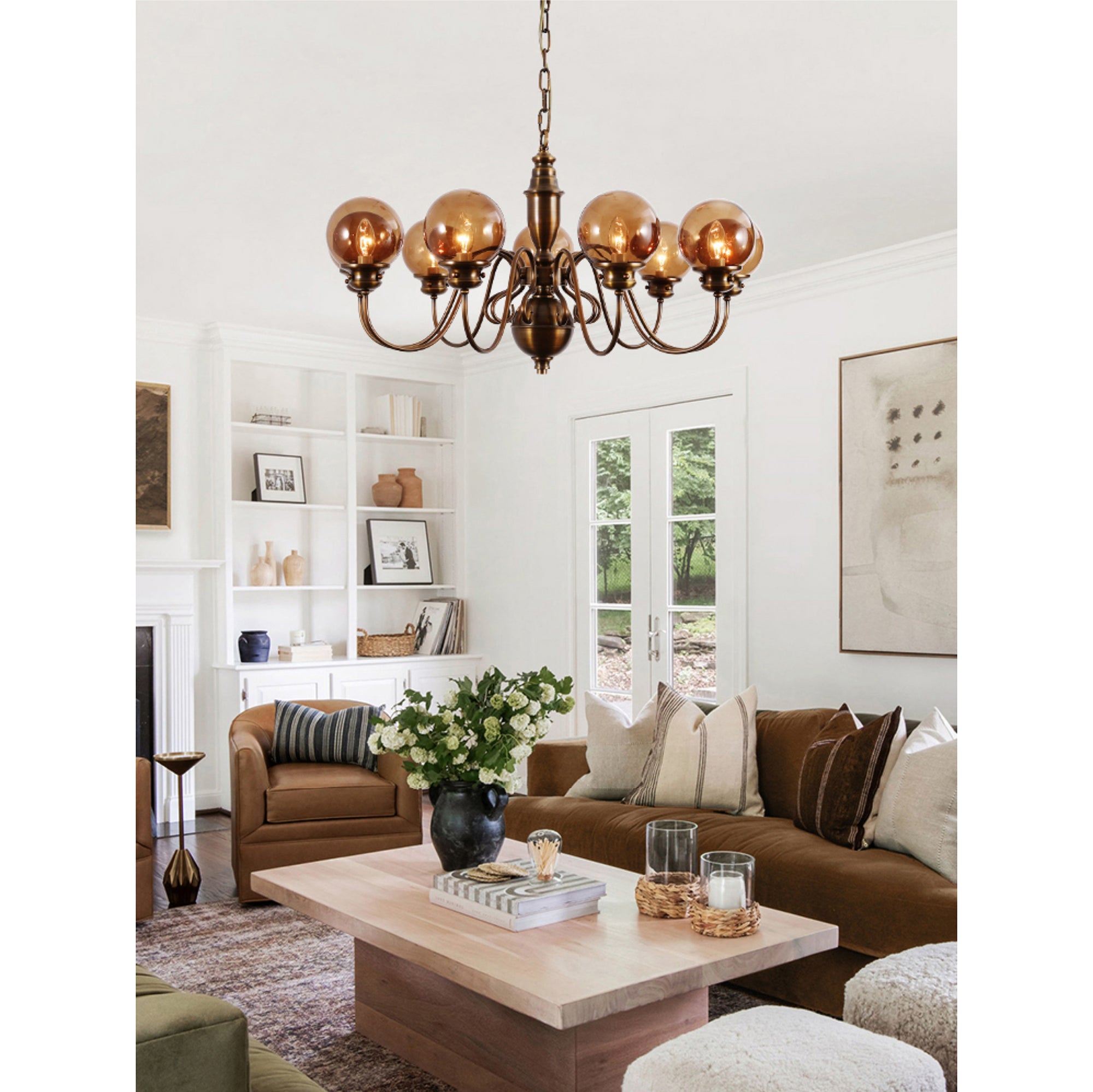 Ciphaen Postmodern Luxury Brass Glass Chandelier - Lamp Copper