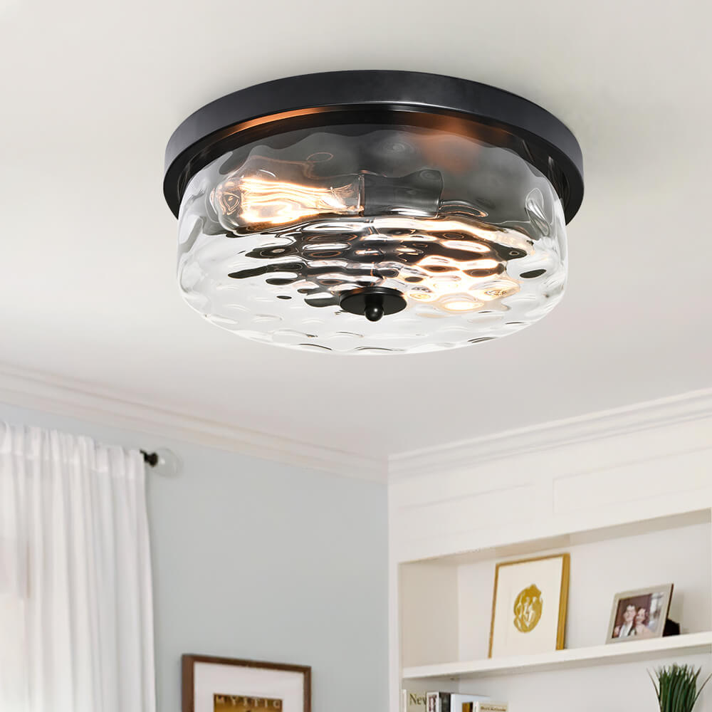 Caelix Minimalist Glass Flush Mount Ceiling Light - Lamp Copper