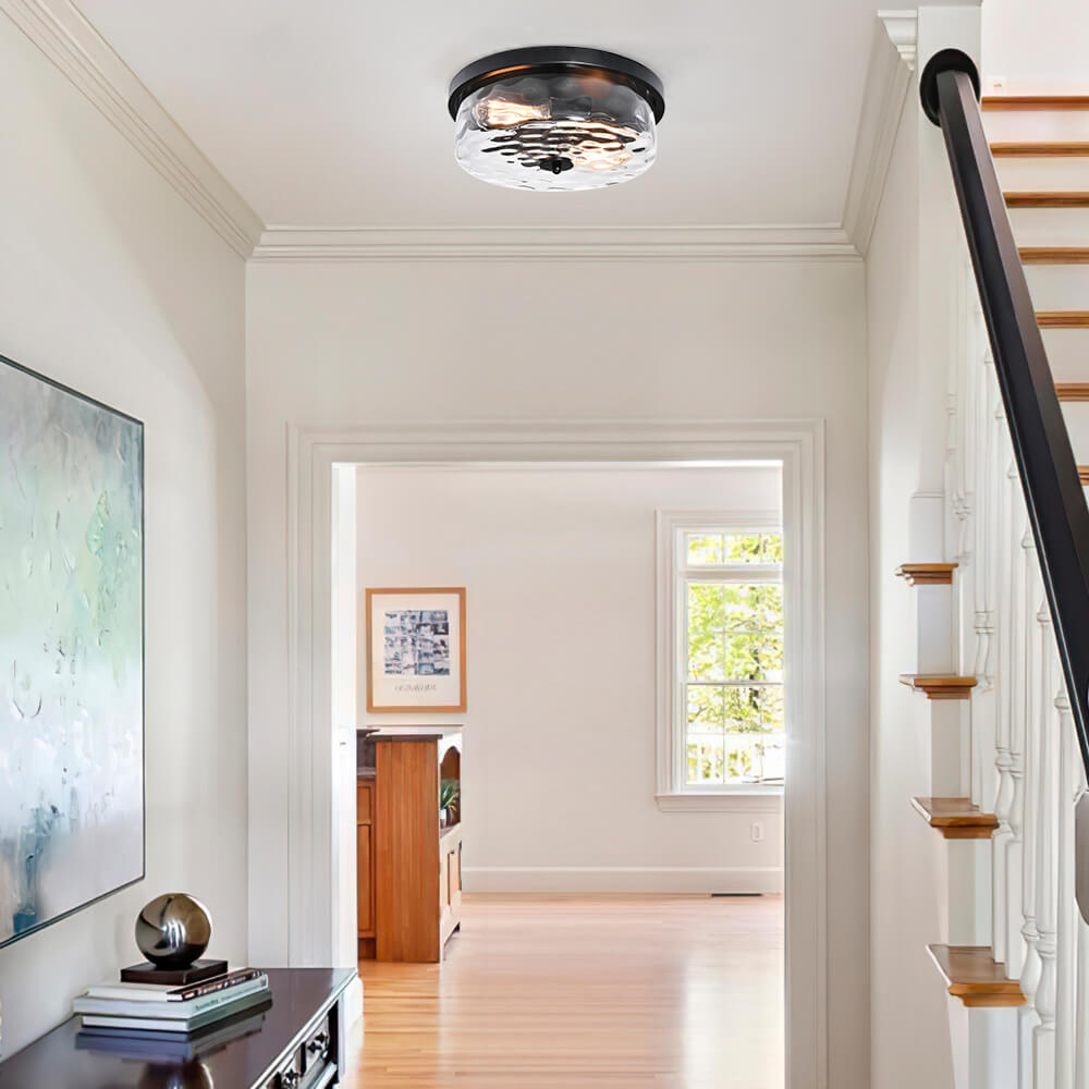 Caelix Minimalist Glass Flush Mount Ceiling Light - Lamp Copper