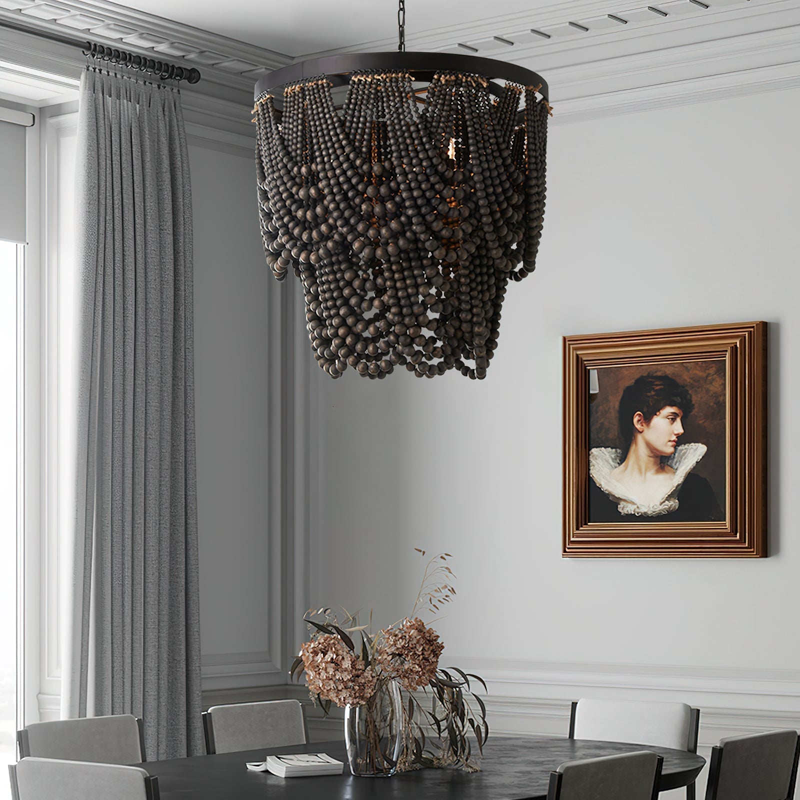 Ordore Postmodern Luxury Wooden Metal Chandelier - Lamp Copper