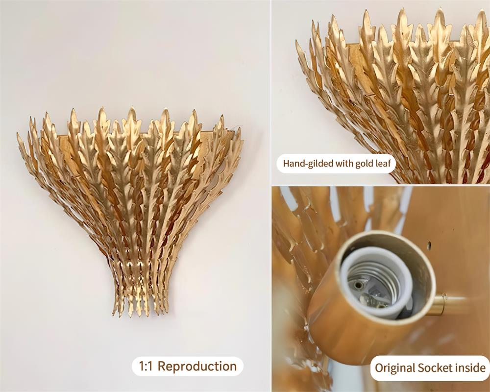 Wall Light Handmade Leaf Motif Metal Body Elegant Sconce - Lamp Copper