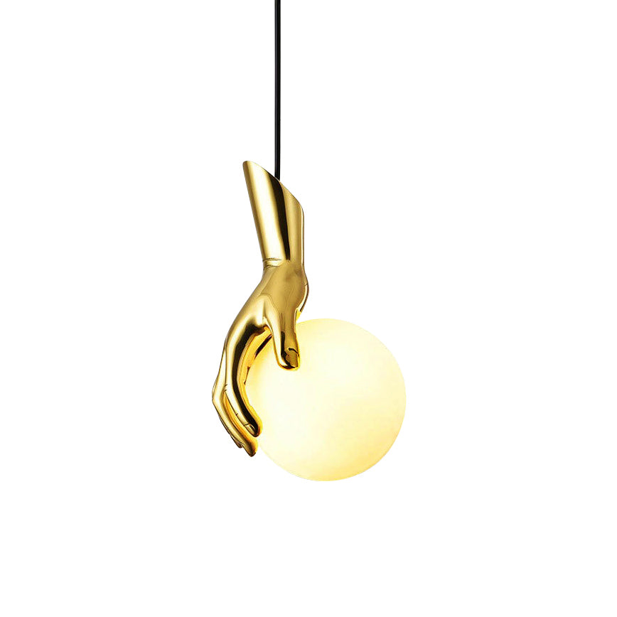 Avnorira Hand Holding Globe Brass Glass Pendant Light - Lamp Copper