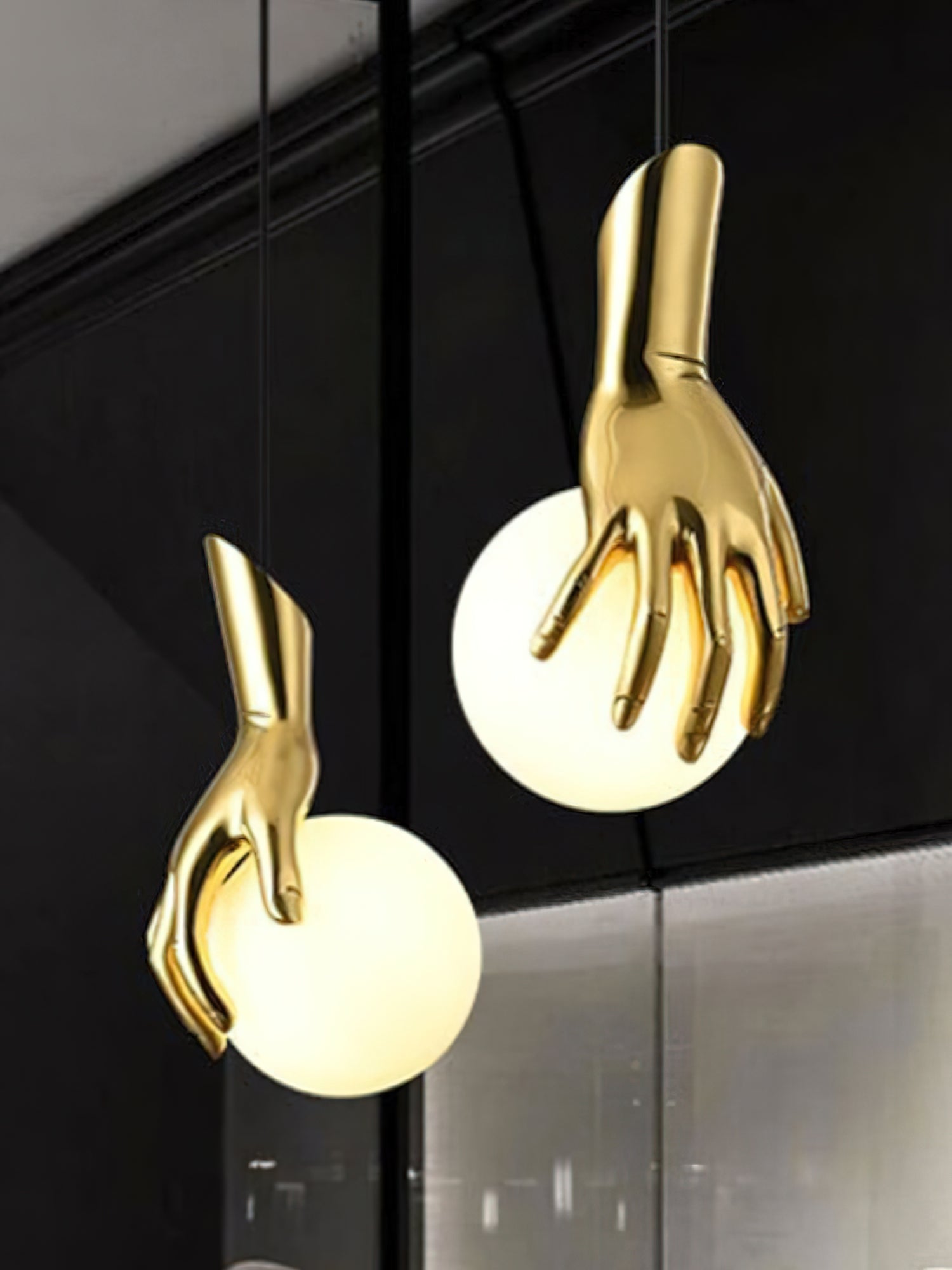 Avnorira Hand Holding Globe Brass Glass Pendant Light - Lamp Copper
