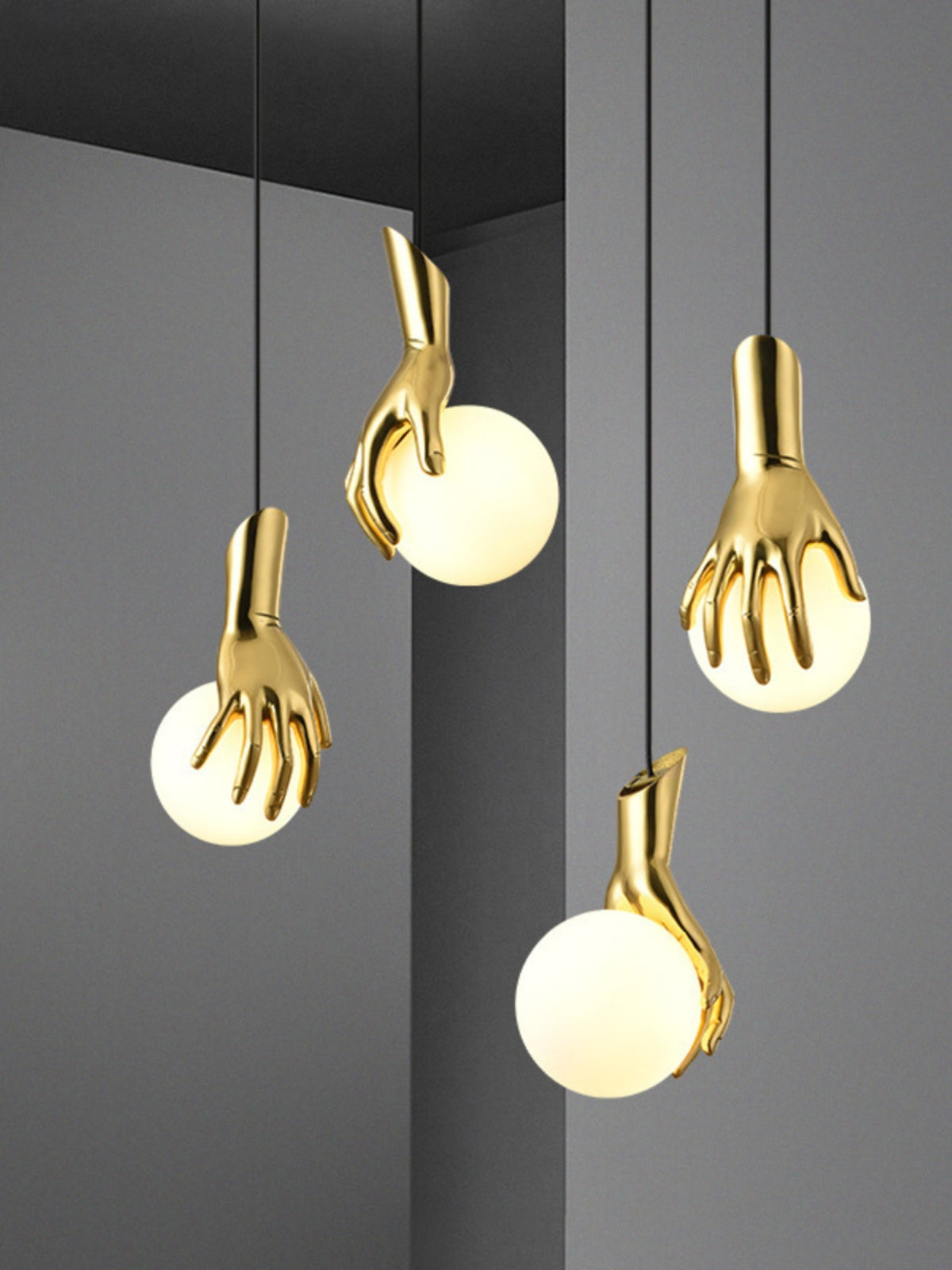 Avnorira Hand Holding Globe Brass Glass Pendant Light - Lamp Copper