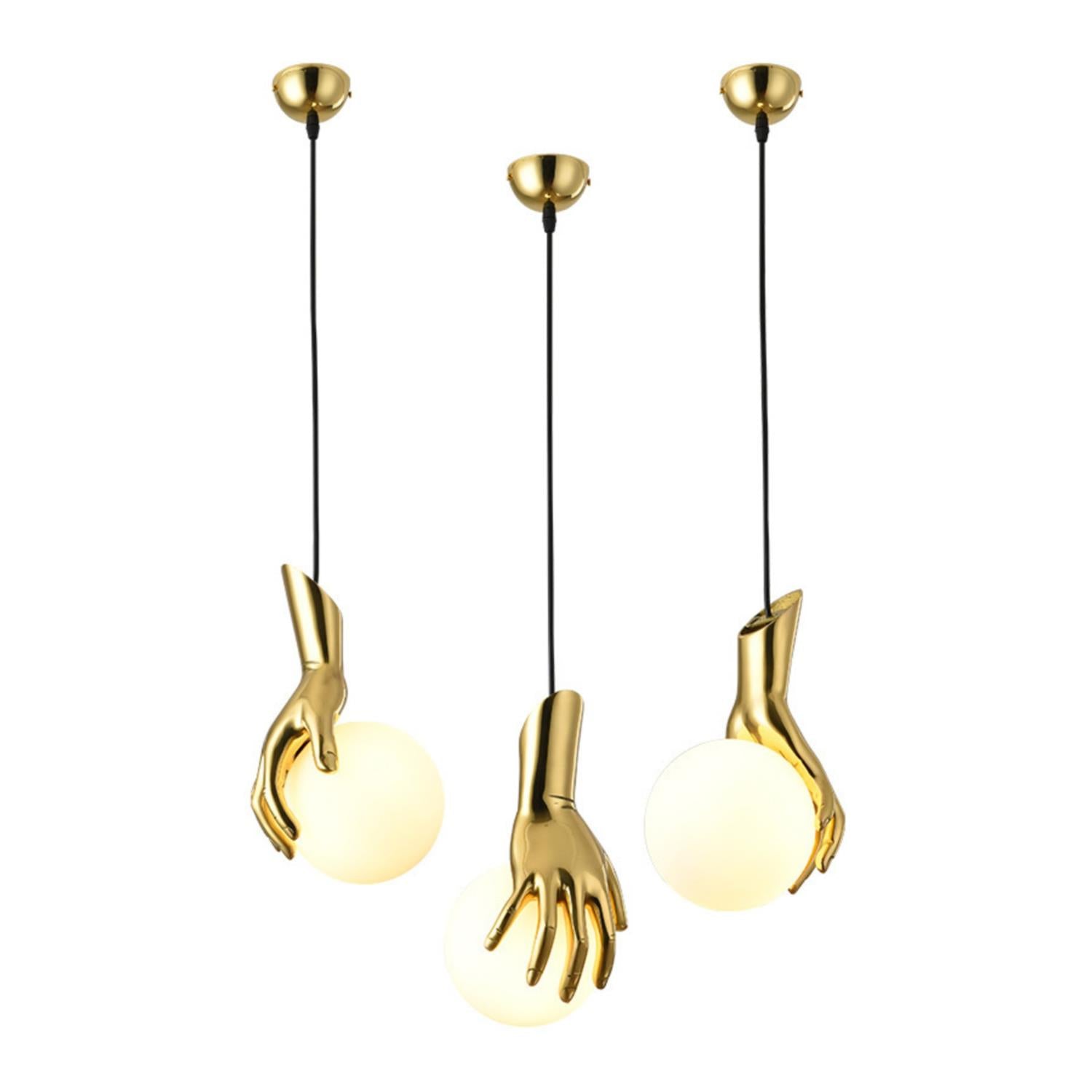 Avnorira Hand Holding Globe Brass Glass Pendant Light - Lamp Copper