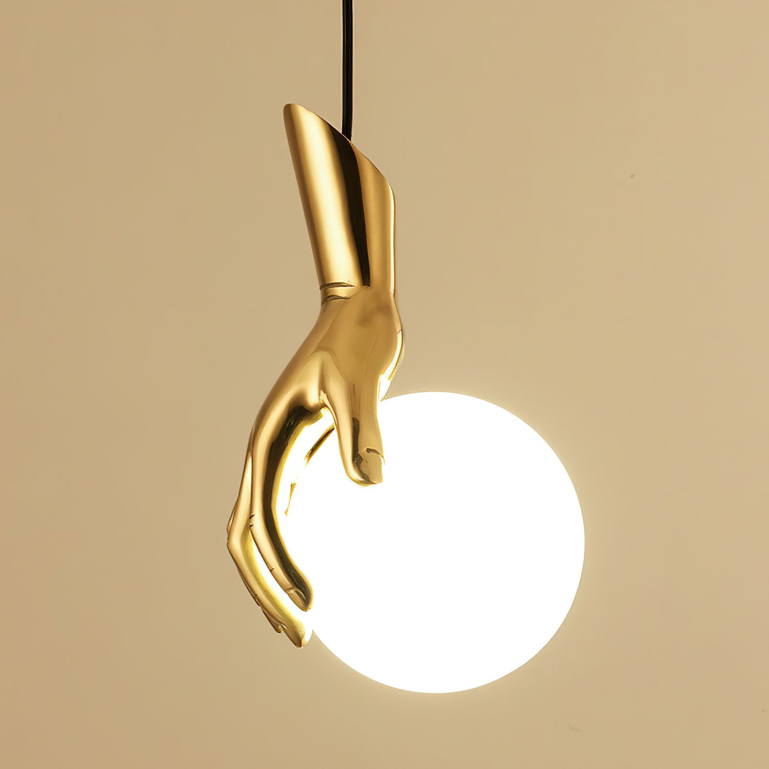Avnorira Hand Holding Globe Brass Glass Pendant Light - Lamp Copper