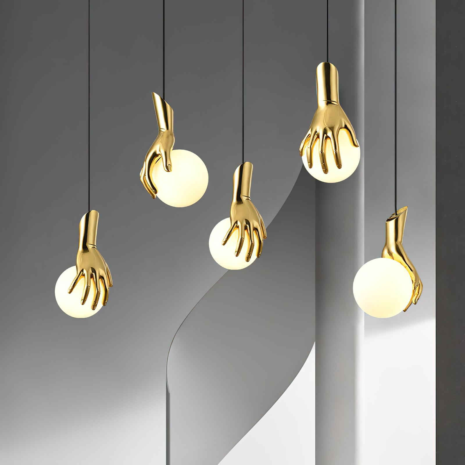 Avnorira Hand Holding Globe Brass Glass Pendant Light - Lamp Copper