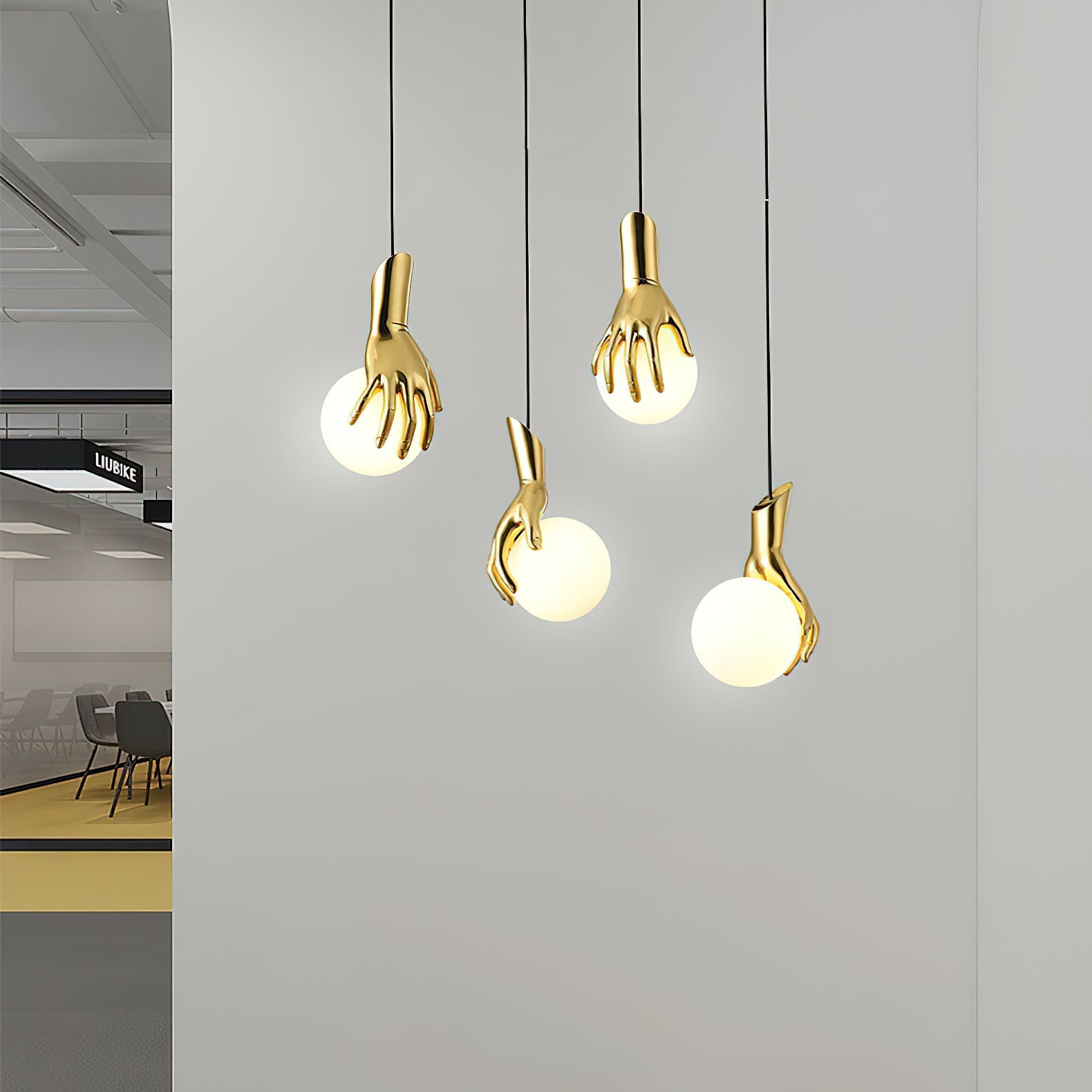 Avnorira Hand Holding Globe Brass Glass Pendant Light - Lamp Copper