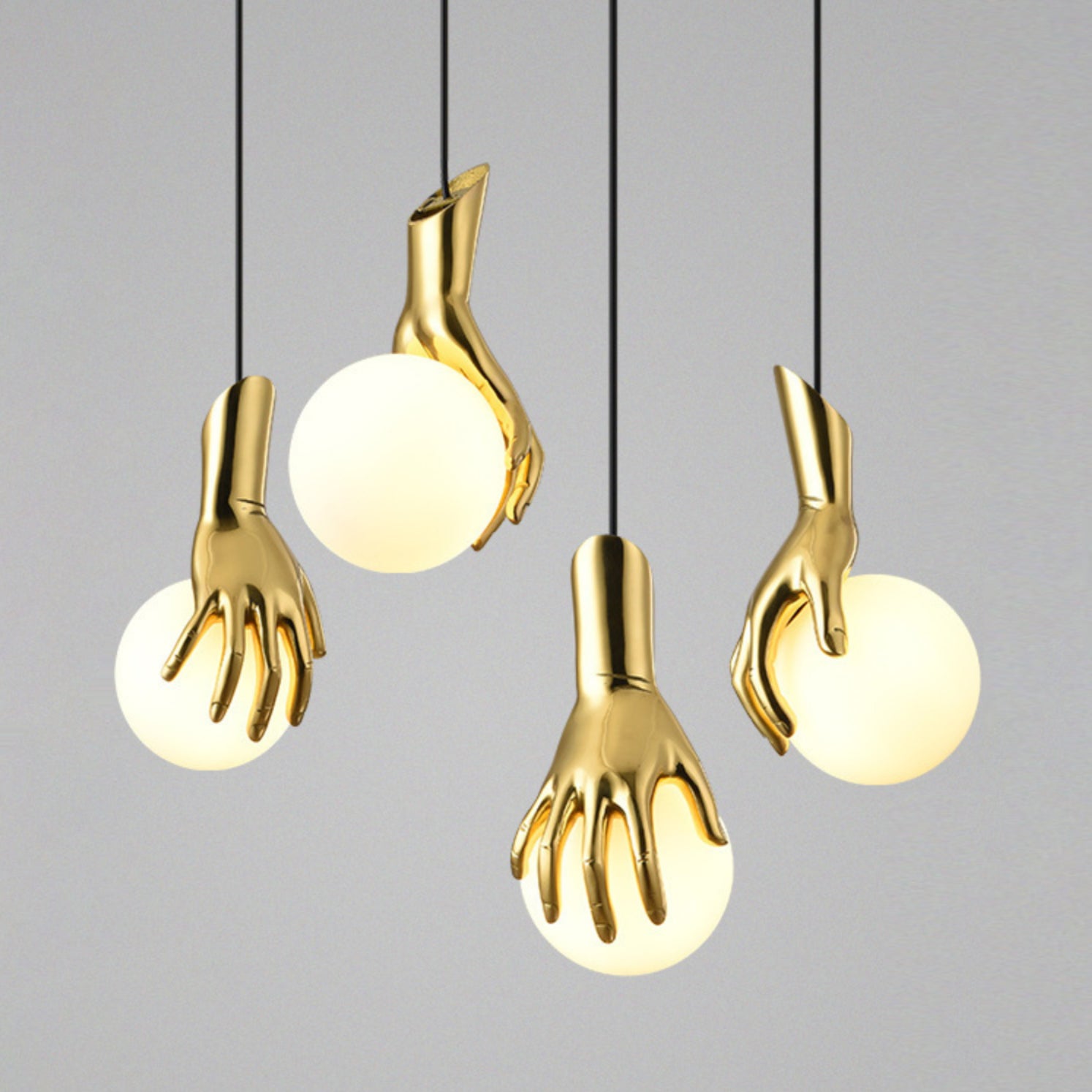 Avnorira Hand Holding Globe Brass Glass Pendant Light - Lamp Copper