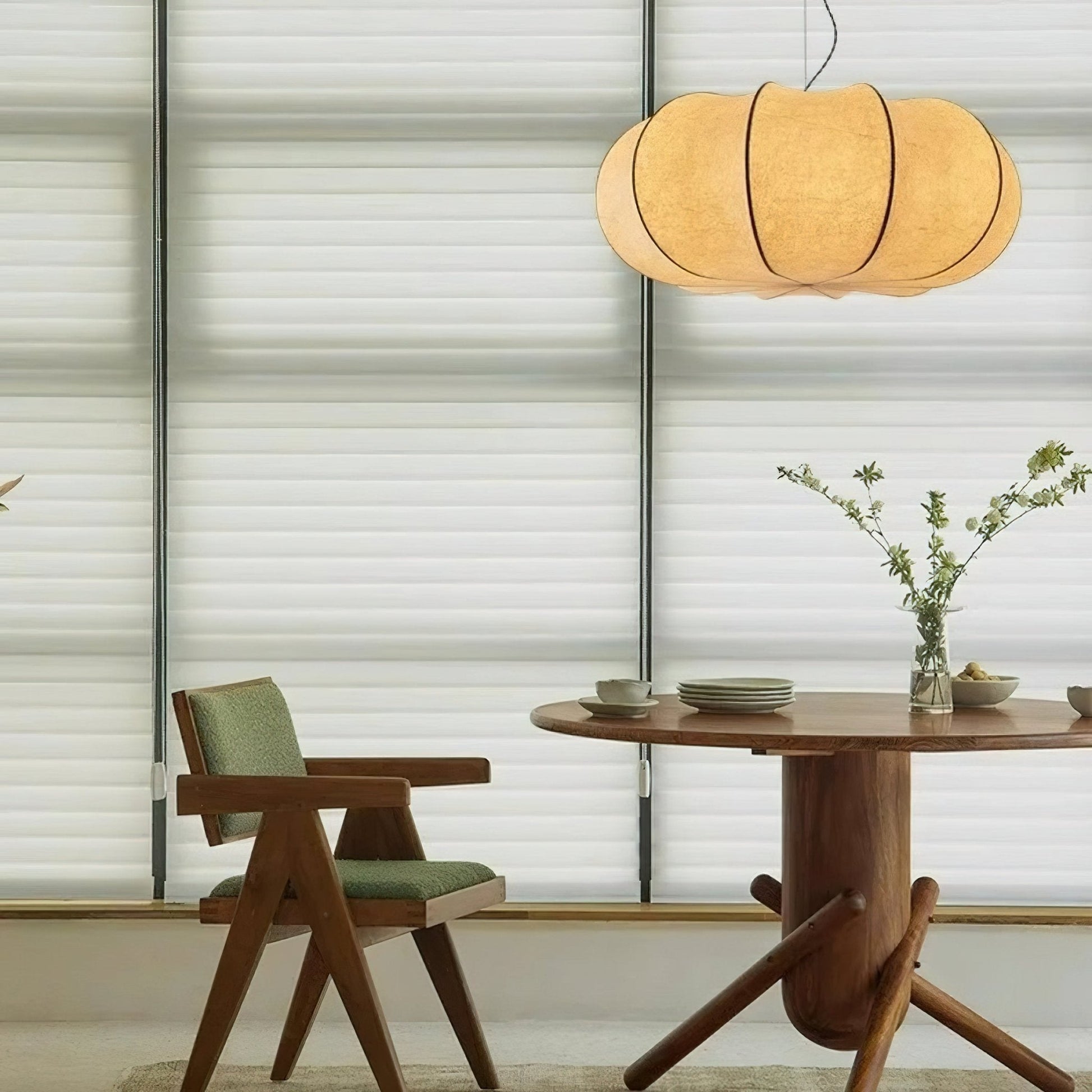 Kiyo Pumpkin Pendant Light Silk - Lamp Copper