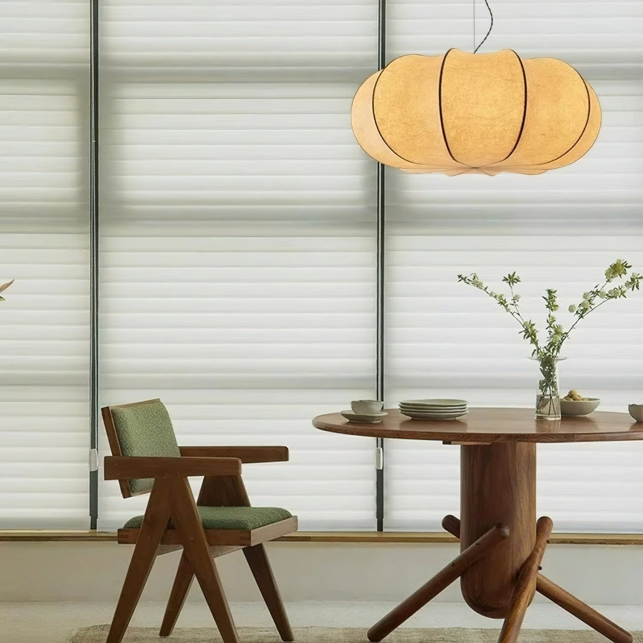 Kiyo Pumpkin Pendant Light Silk - Lamp Copper
