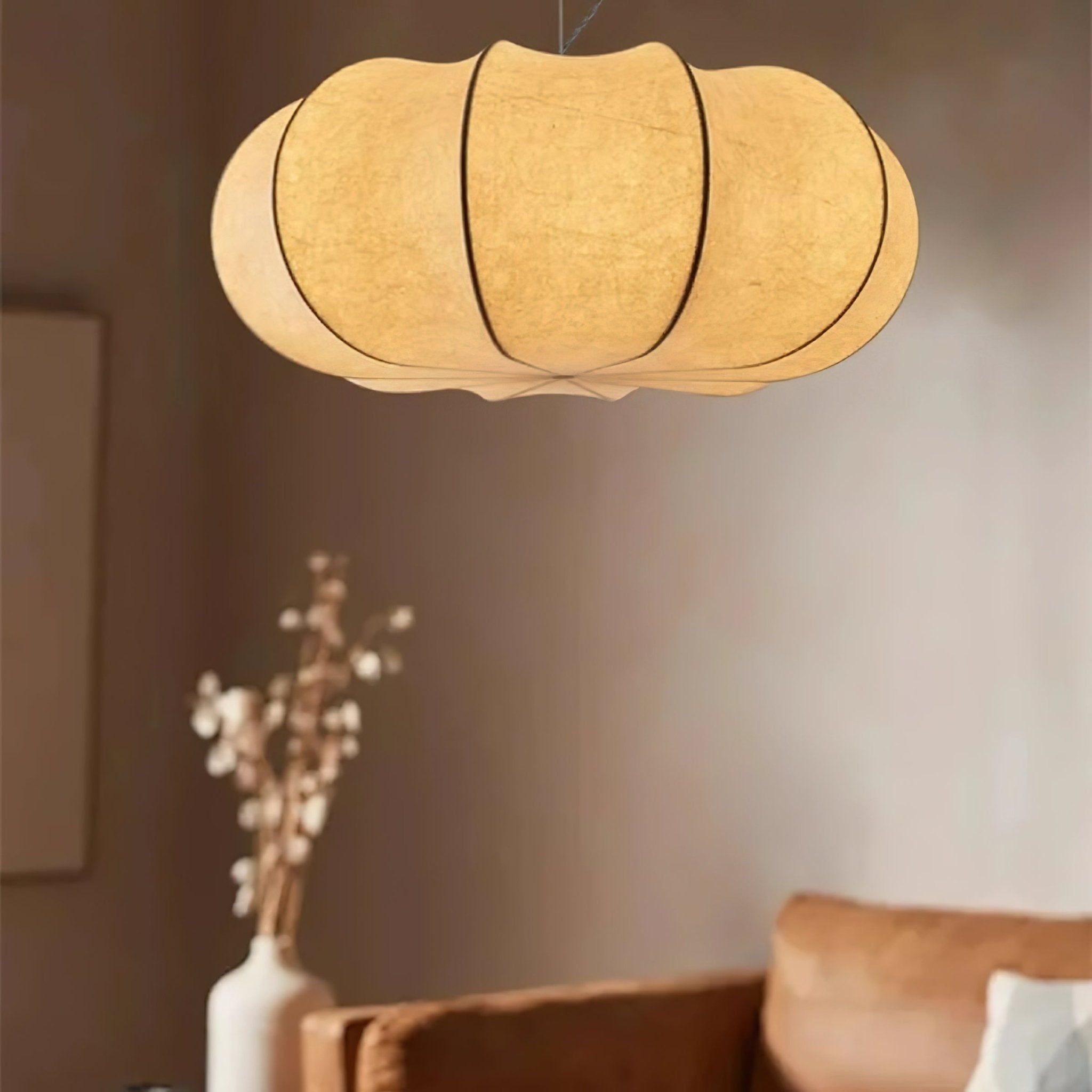 Kiyo Pumpkin Pendant Light Silk - Lamp Copper