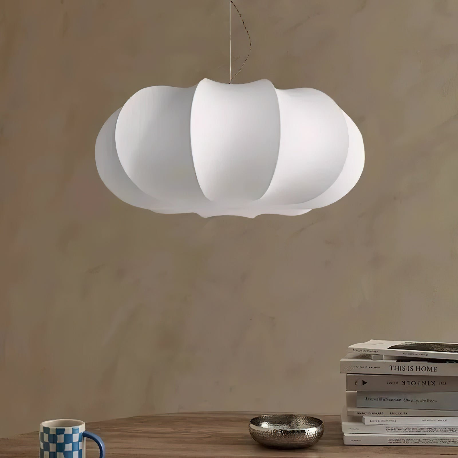 Kiyo Pumpkin Pendant Light Silk - Lamp Copper