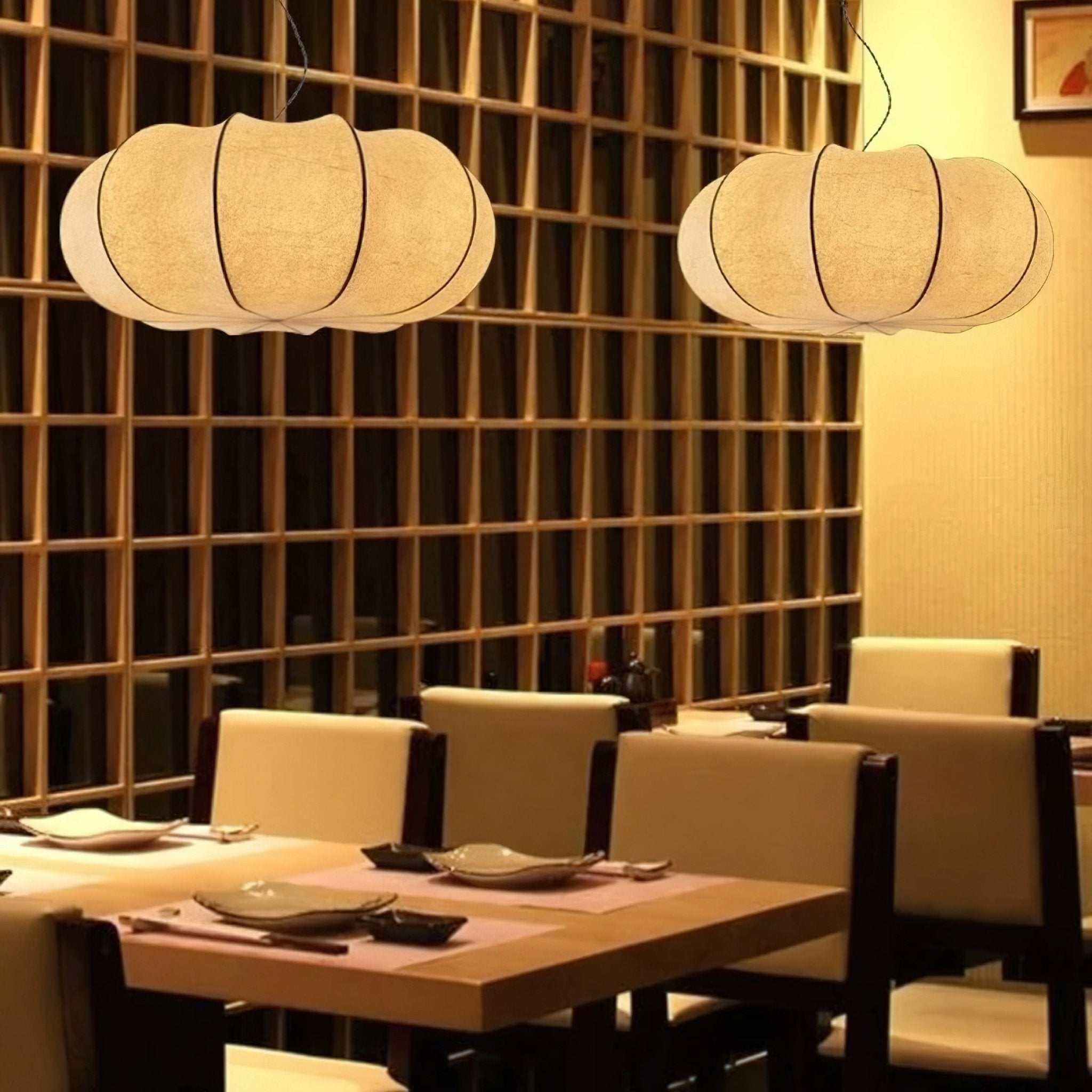 Kiyo Pumpkin Pendant Light Silk - Lamp Copper